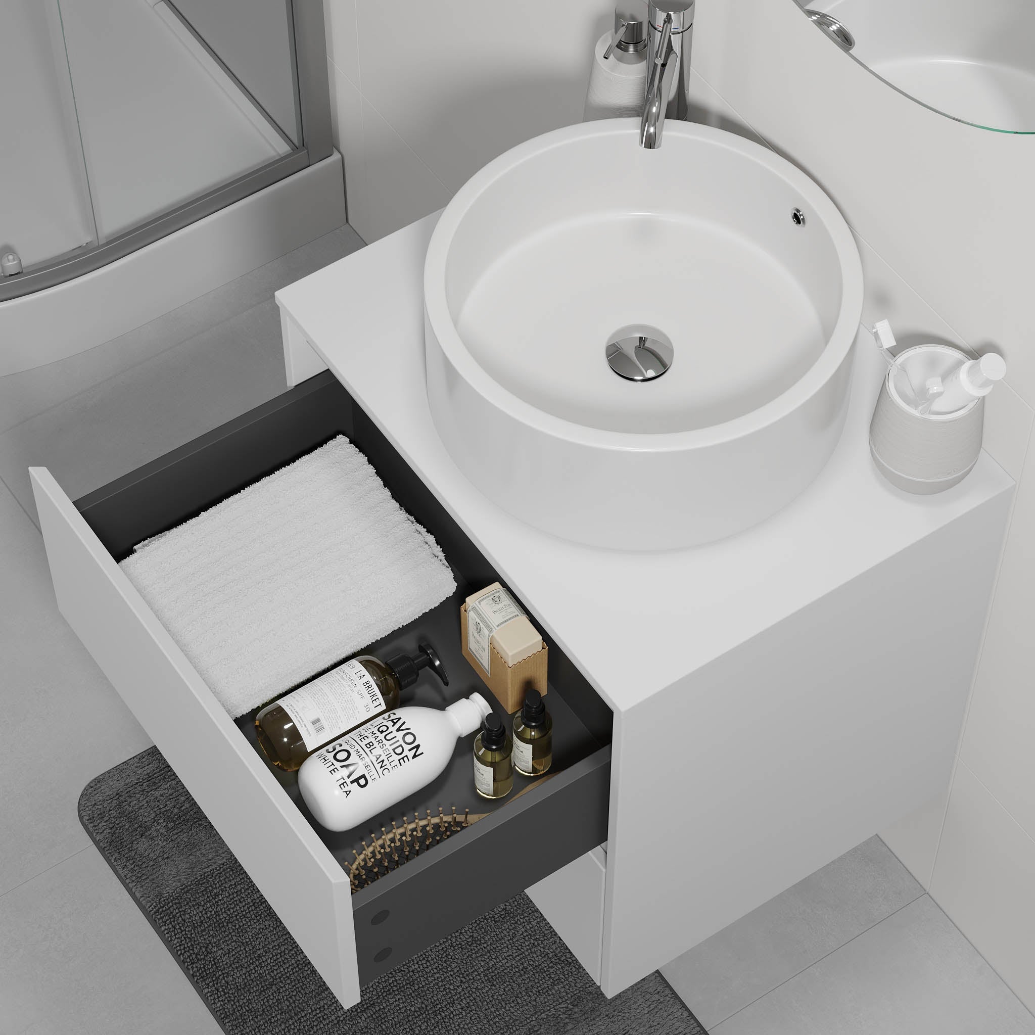 Lofoten Badrumsmöbel, Vit Matt - Tvättställsskåp - BATH DELUXE - EXCLUSIVE - 83 - 060 - 42 - 01 - 40 - BATHDELUXE SWEDEN