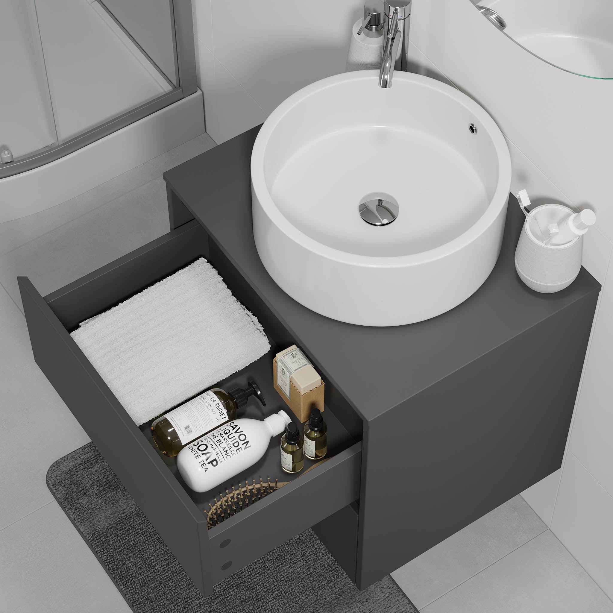 Lofoten Badrumsmöbel, Grå Matt - Tvättställsskåp - BATH DELUXE - EXCLUSIVE - 83 - 060 - 42 - 43 - 40 - BATHDELUXE SWEDEN