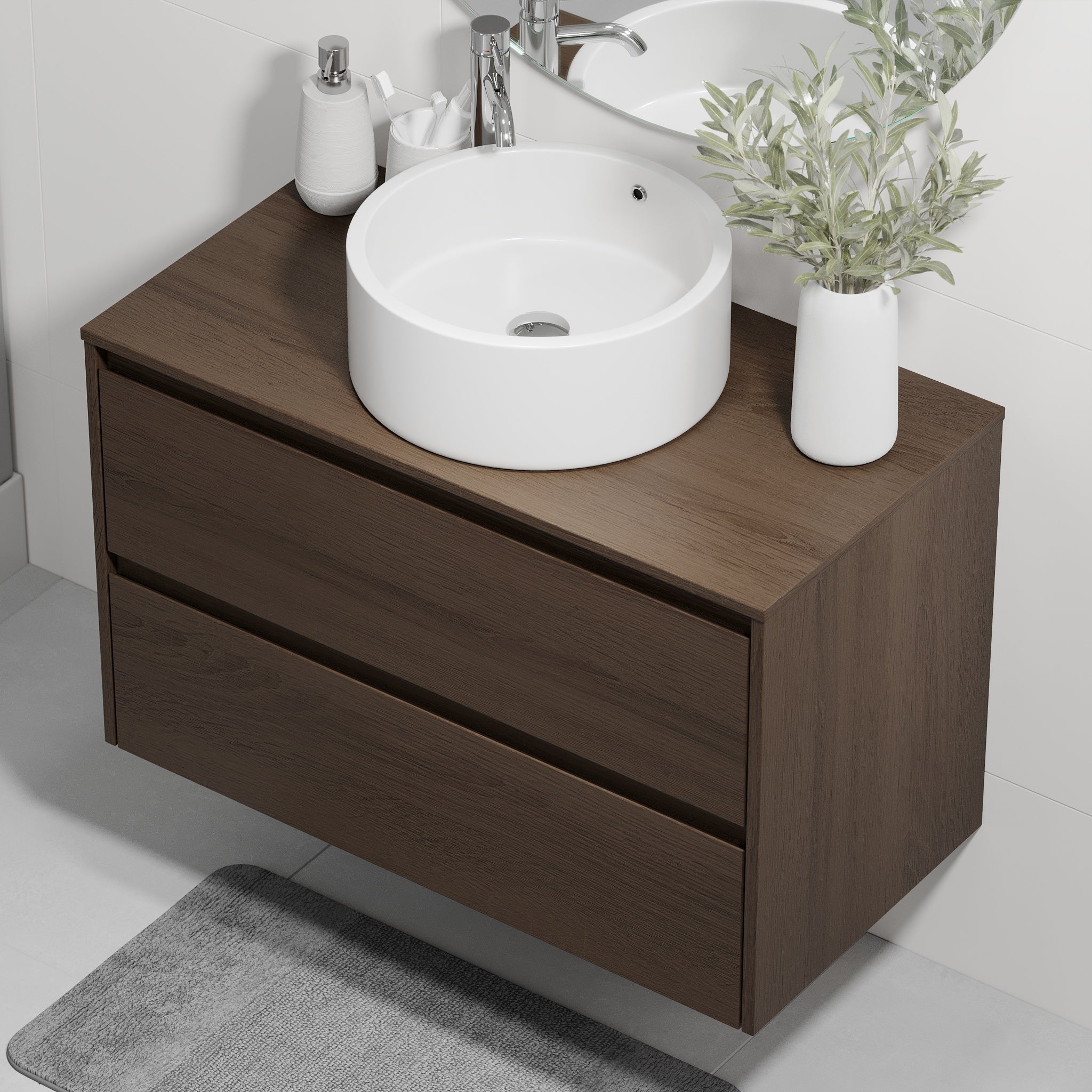 Lofoten, Möbelset - Handfat & Skåp, Valnöt - 60 cm - Möbelset - Kod - BATH DELUXE - EXCLUSIVE - 83-060-42-84-40 - BATHDELUXE SWEDEN