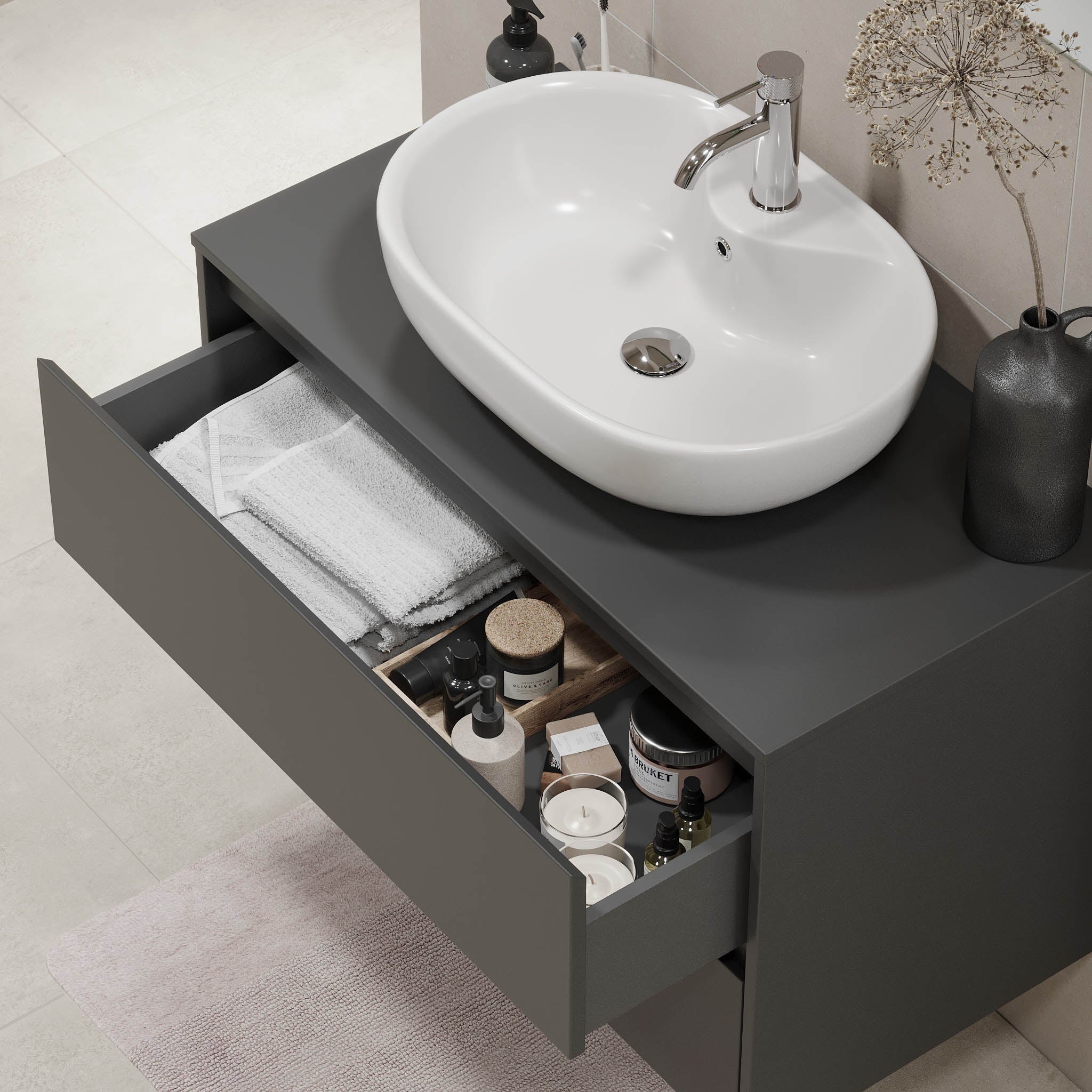 Svalbard Badrumsmöbel, Vit Matt - Tvättställsskåp - BATH DELUXE - EXCLUSIVE - 83 - 090 - 10 - 43 - 40 - BATHDELUXE SWEDEN