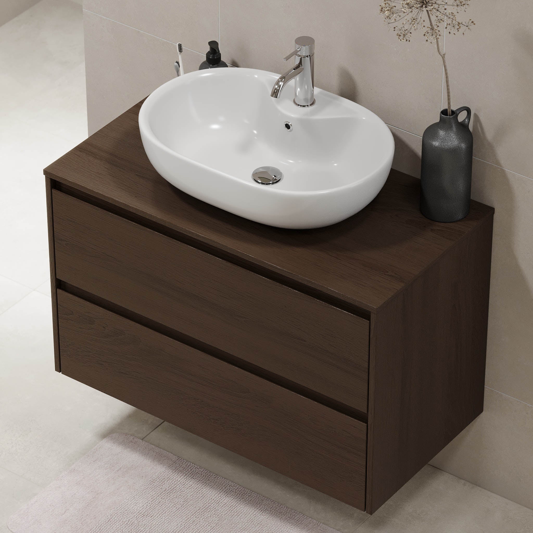 Svalbard Badrumsmöbel, Valnöt - Tvättställsskåp - BATH DELUXE - EXCLUSIVE - 83 - 090 - 10 - 84 - 40 - BATHDELUXE SWEDEN