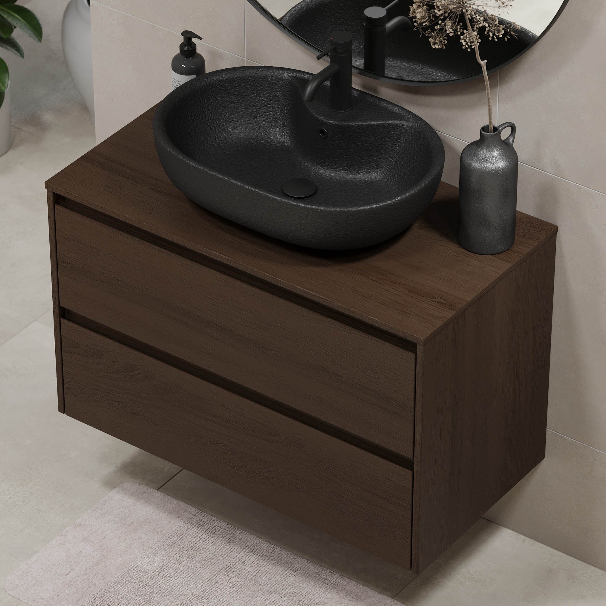 Seiland Badrumsmöbel, Valnöt - Tvättställsskåp - BATH DELUXE - EXCLUSIVE - 83 - 090 - 12 - 84 - 40 - BATHDELUXE SWEDEN