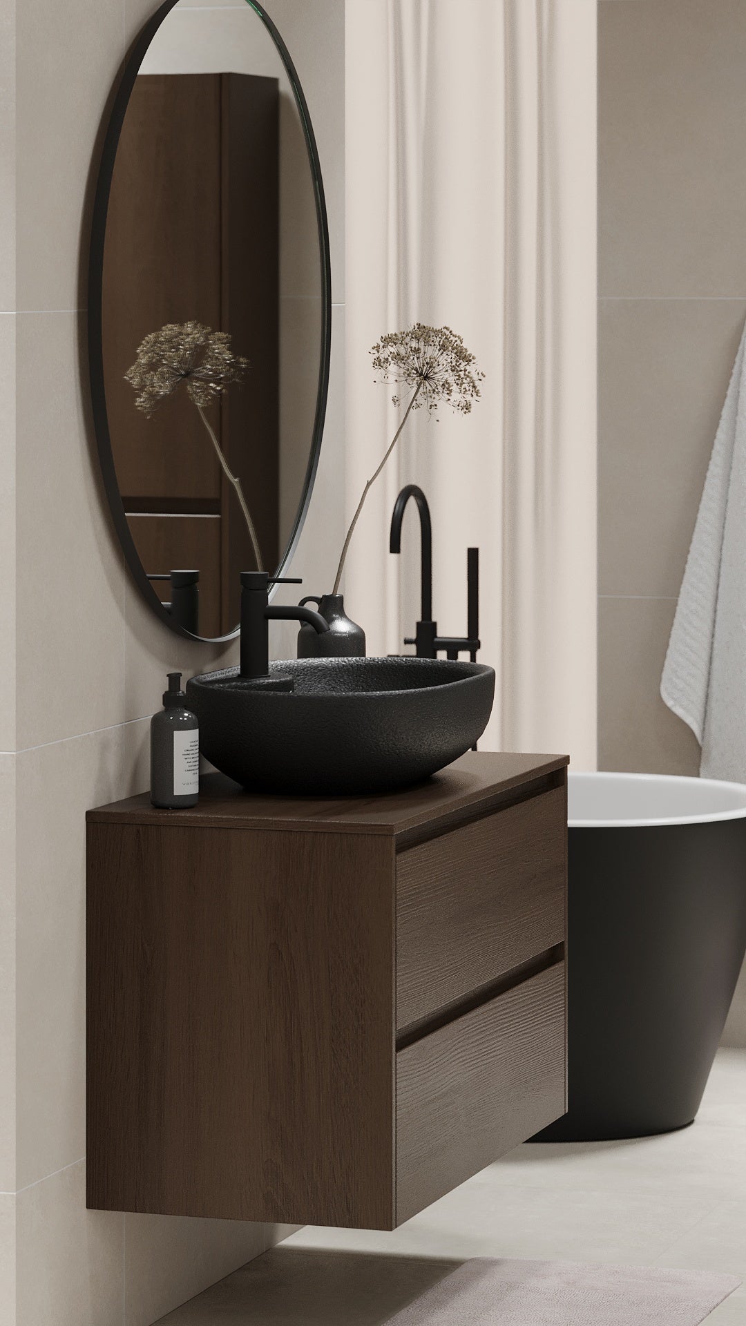 Seiland, Möbelset - Badställ & Skåp, Valnöt - 90 cm - Möbelset - Kod - BATH DELUXE - EXCLUSIVE - 83-090-12-84-40 - BATHDELUXE SWEDEN