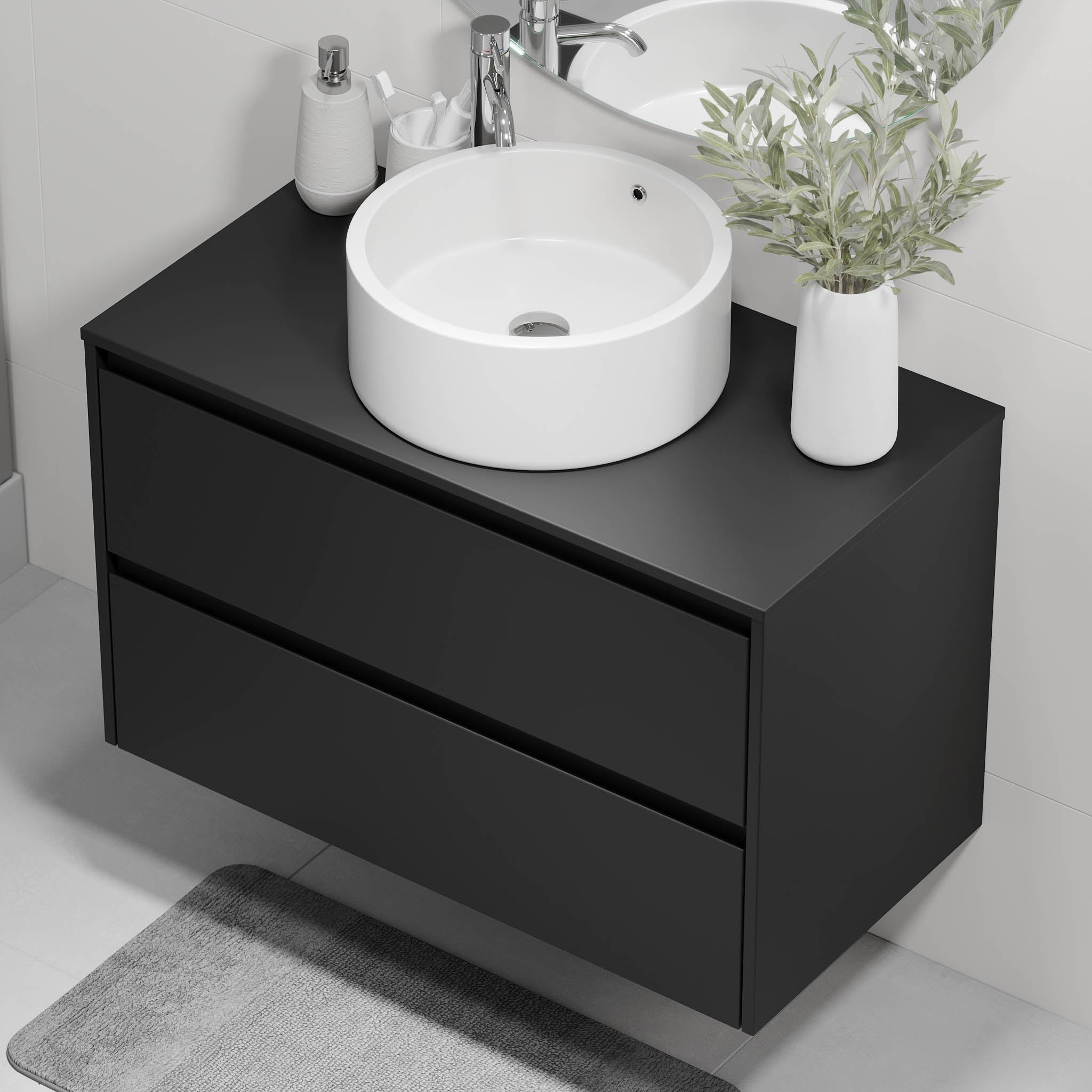 Lofoten Badrumsmöbel, Svart Matt - Tvättställsskåp - BATH DELUXE - EXCLUSIVE - 83 - 090 - 42 - 02 - 40 - BATHDELUXE SWEDEN