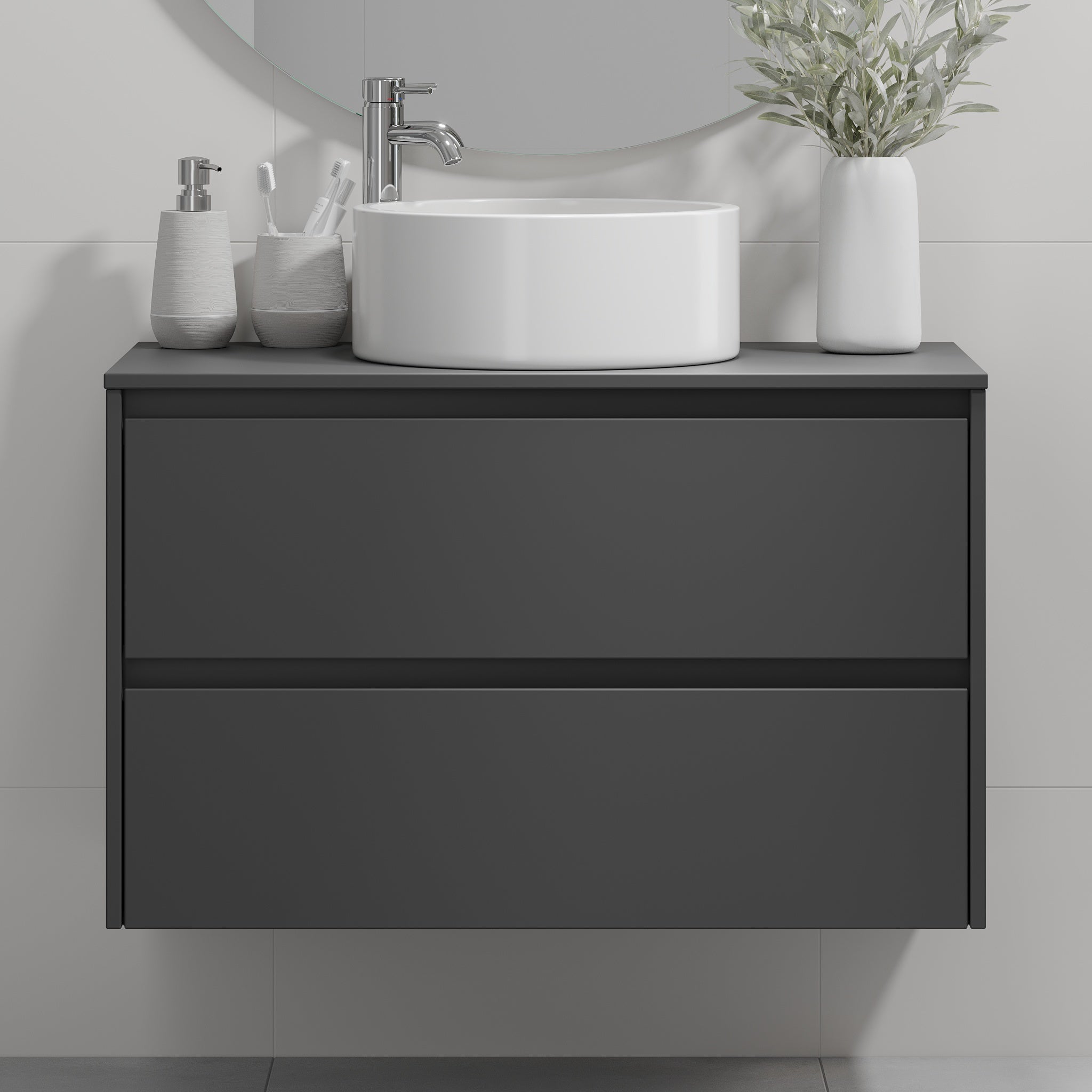 Lofoten, Furniture Set - Basin & Cabinet, Black Mat - 90 cm - MASTERSTORE - 8595677183894 - Furniture Set - Code - 83-090-42-02-40 - 8595677183894