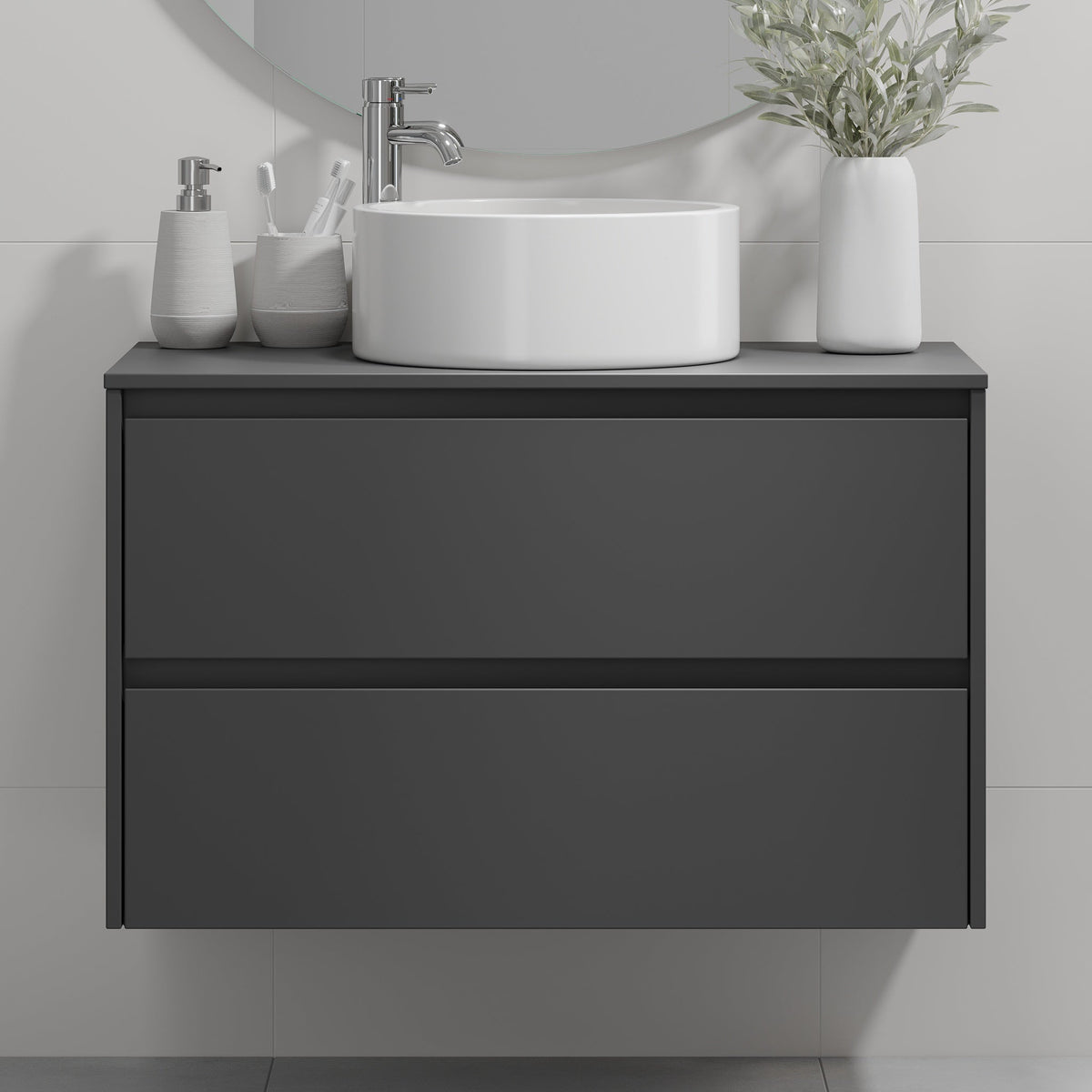 Lofoten, Furniture Set - Basin & Cabinet, Black Mat - 90 cm - MASTERSTORE - 8595677183894 - Furniture Set - Code - 83-090-42-02-40 - 8595677183894