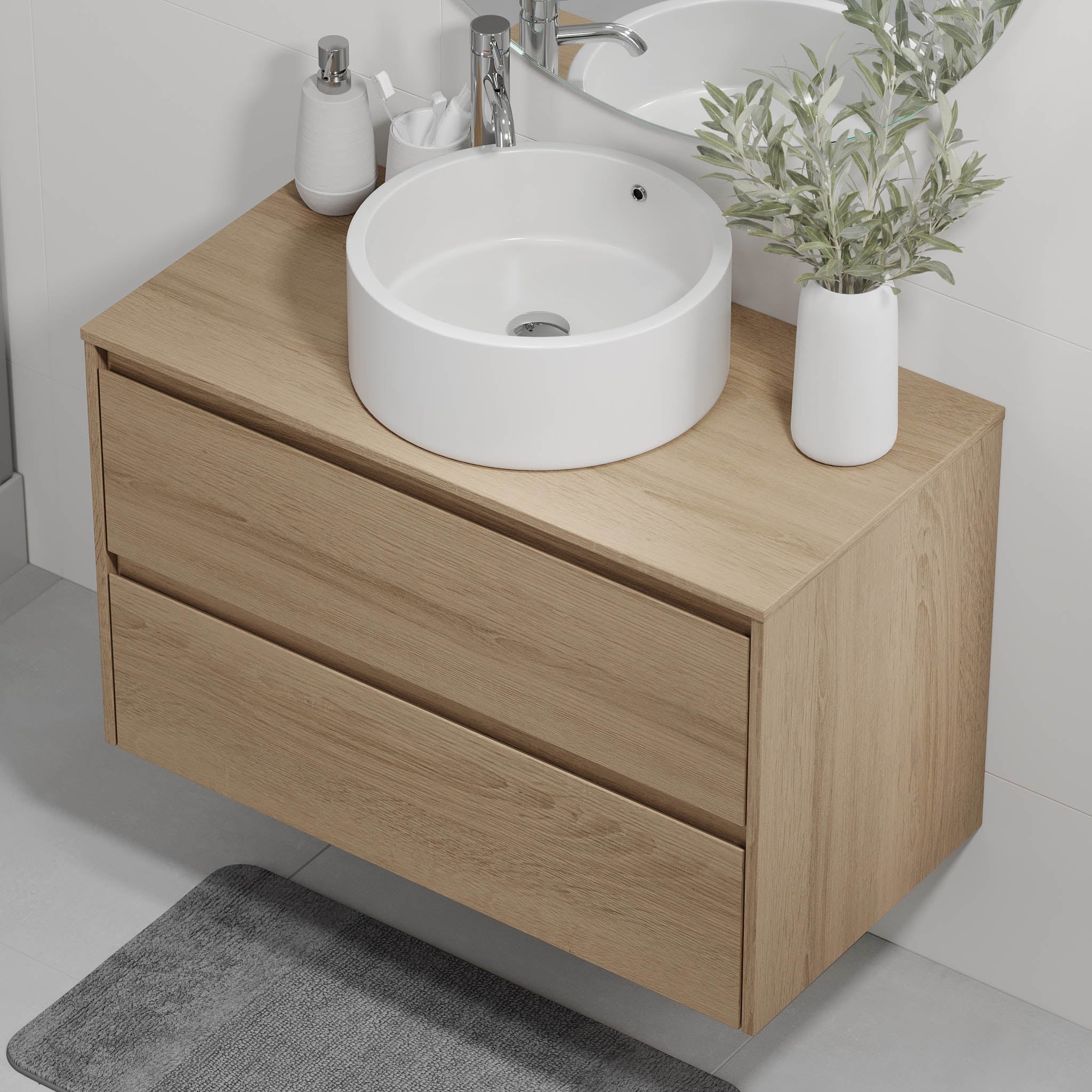 Lofoten Badrumsmöbel, Ek - Tvättställsskåp - BATH DELUXE - EXCLUSIVE - 83 - 090 - 42 - 86 - 40 - BATHDELUXE SWEDEN