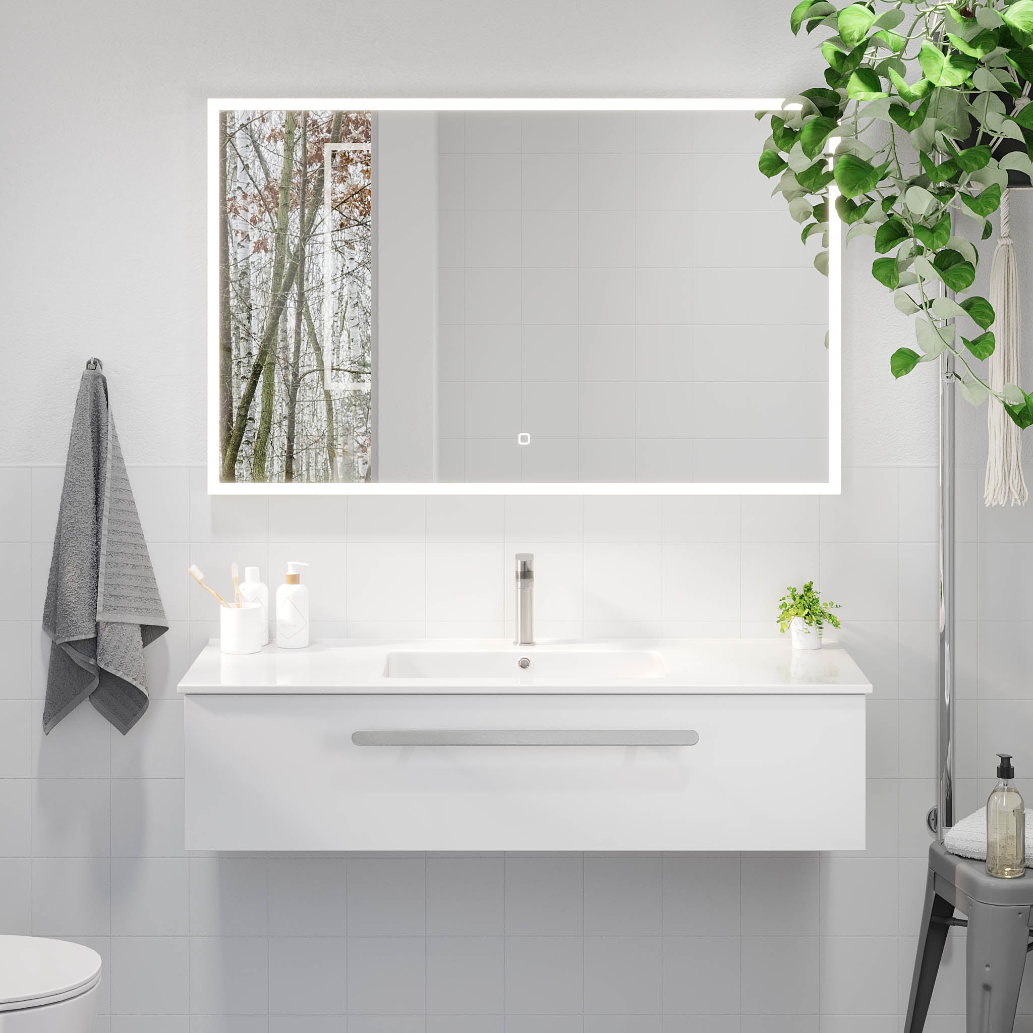 Colina, Furniture Set - Basin & Cabinet, White Mat - 80 cm - MASTERSTORE - 8595677192889 - Furniture Set - Code - 85-080-50-01-40 - 8595677192889