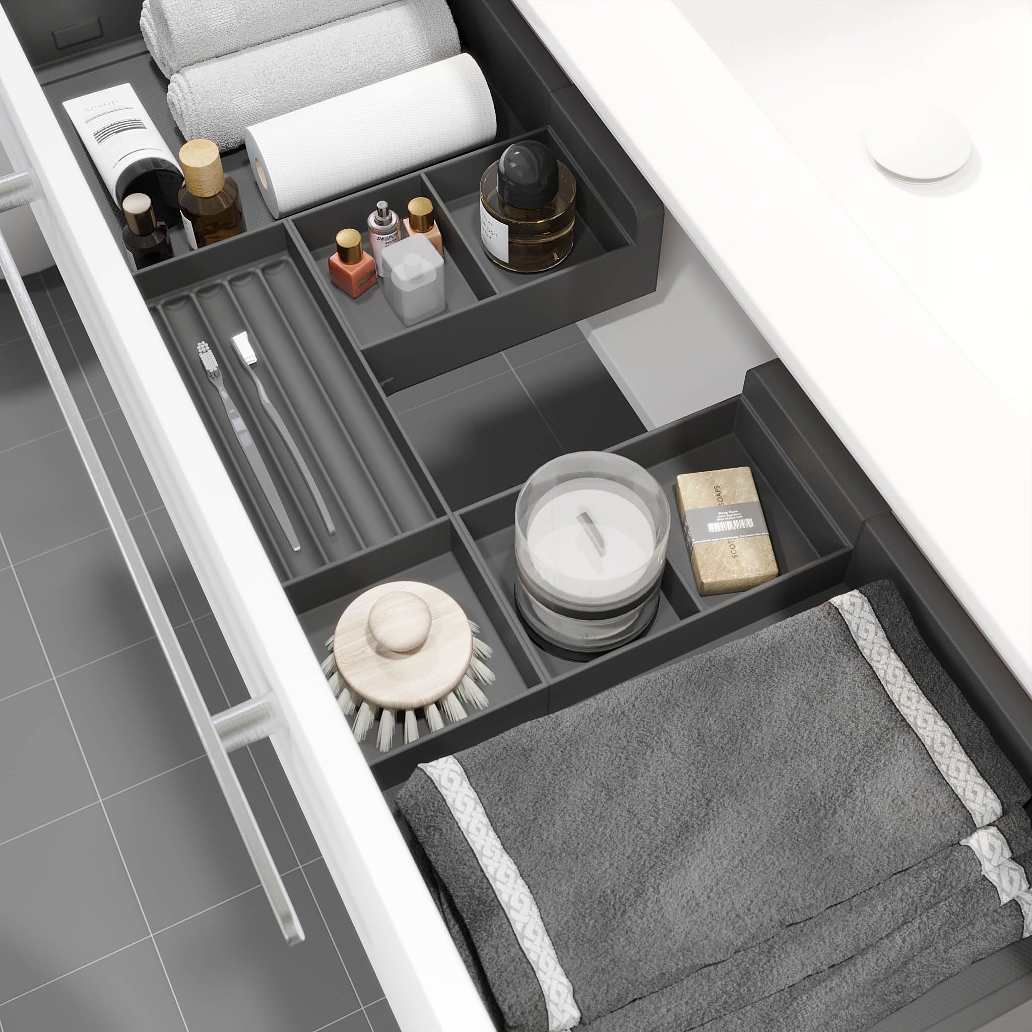 Badrumsmöbel med klassisk front - 80x46x29 cm - mattvit - porslinstvättställ - satinhandtag - Colina - Badrumsmöbler - BATH DELUXE - PRESTIGE - 85-080-50-01-40 - BATHDELUXE SWEDEN