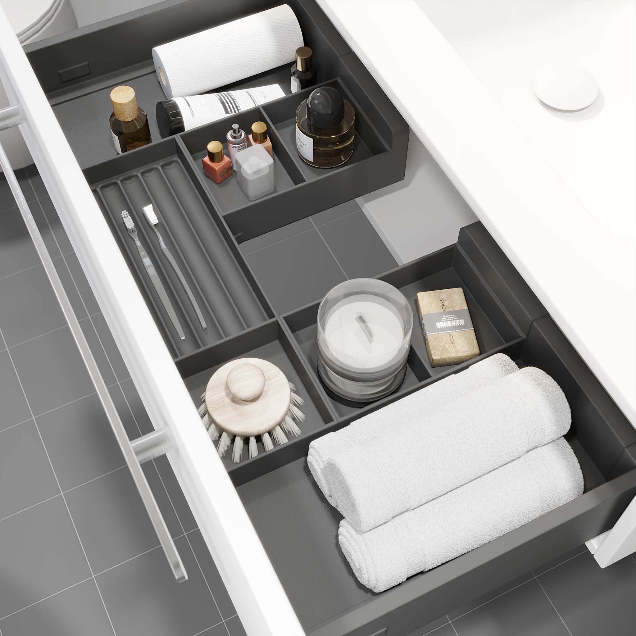 Badrumsmöbel med klassisk front - 80x46x29 cm - mattvit - porslinstvättställ - satinhandtag - Colina - Badrumsmöbler - BATH DELUXE - PRESTIGE - 85-080-50-01-40 - BATHDELUXE SWEDEN