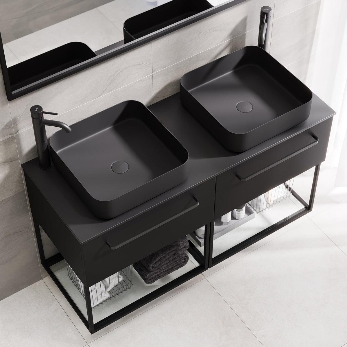 Vikeså Compact Badrumsmöbel, Svart Matt - Tvättställsskåp - BATH DELUXE - PRESTIGE - 85 - 100 - 24 - 02 - 30 - BATHDELUXE SWEDEN