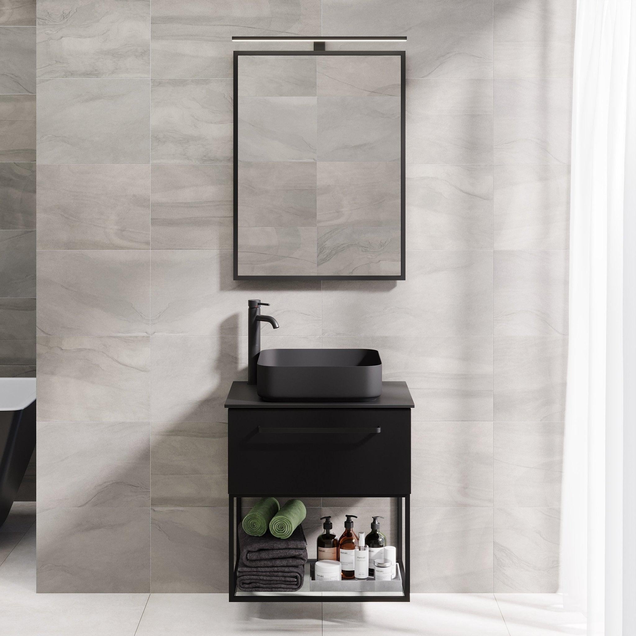 Vikeså Compact Badrumsmöbel, Svart Matt - Tvättställsskåp - BATH DELUXE - PRESTIGE - 85 - 100 - 24 - 02 - 30 - BATHDELUXE SWEDEN