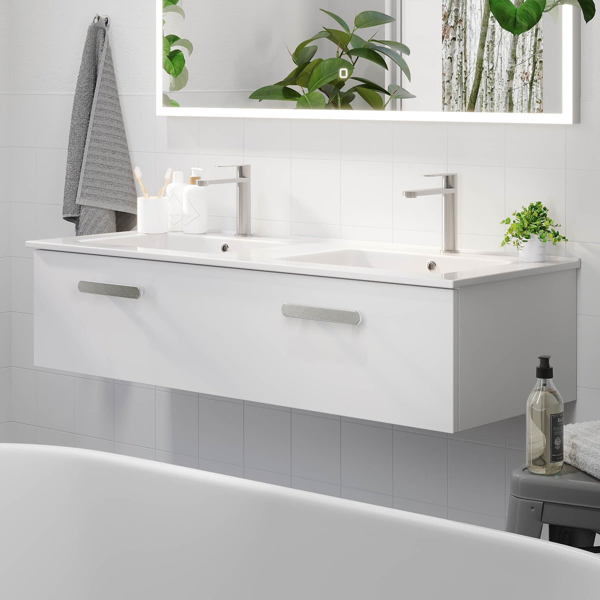 Colina, Furniture Set - Basin & Cabinet, White Mat - 100 cm - MASTERSTORE - 8595677192896 - Furniture Set - Code - 85-100-50-01-40 - 8595677192896