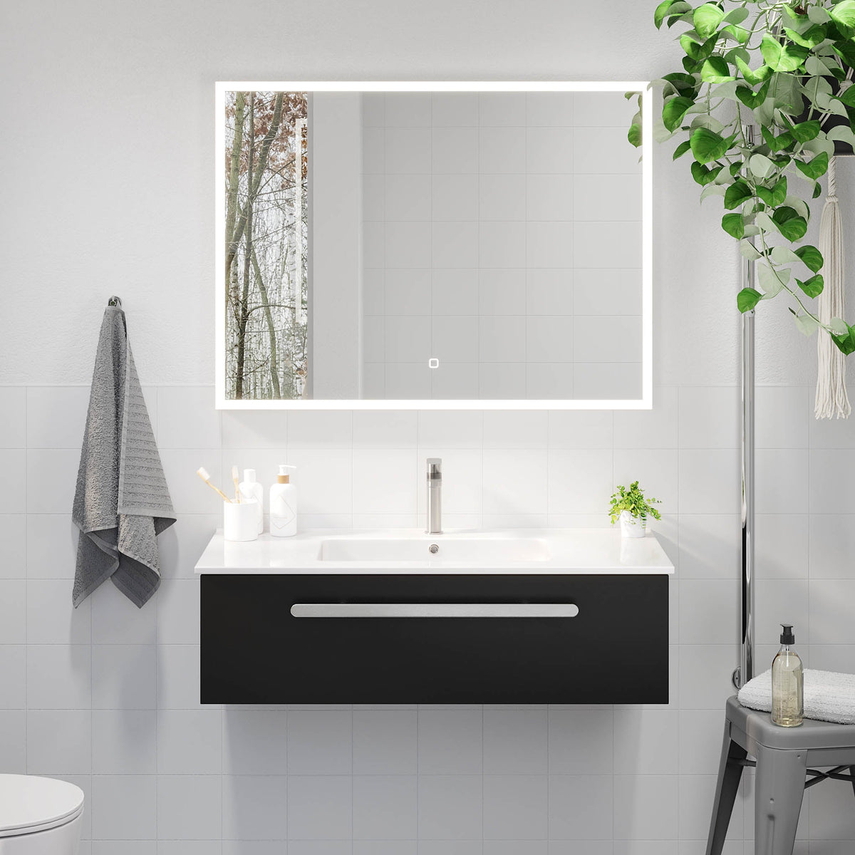 Colina, Furniture Set - Basin & Cabinet, Black Mat - 100 cm - MASTERSTORE - 8595677192926 - Furniture Set - Code - 85-100-50-02-40 - 8595677192926