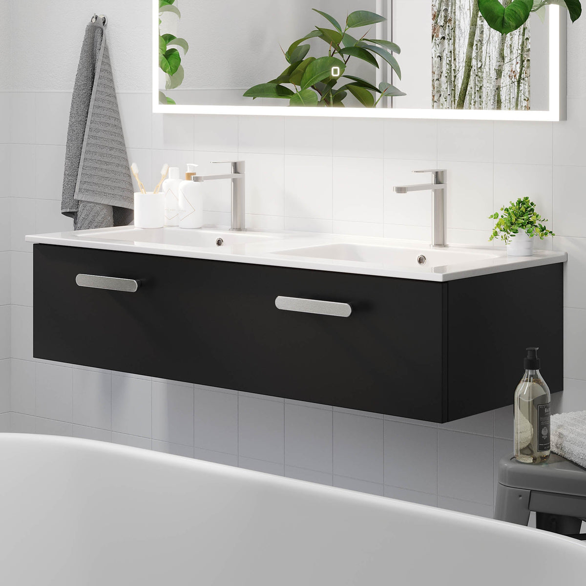 Colina, Furniture Set - Basin & Cabinet, Black Mat - 100 cm - MASTERSTORE - 8595677192926 - Furniture Set - Code - 85-100-50-02-40 - 8595677192926