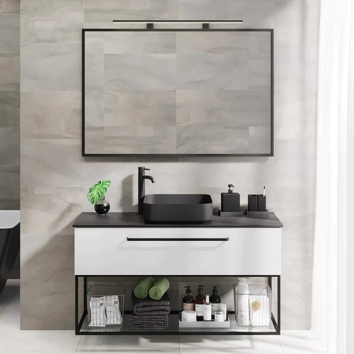Vikeså Compact Badrumsmöbel, Vit Matt - Tvättställsskåp - BATH DELUXE - PRESTIGE - 85 - 120 - 24 - 01 - 30 - BATHDELUXE SWEDEN