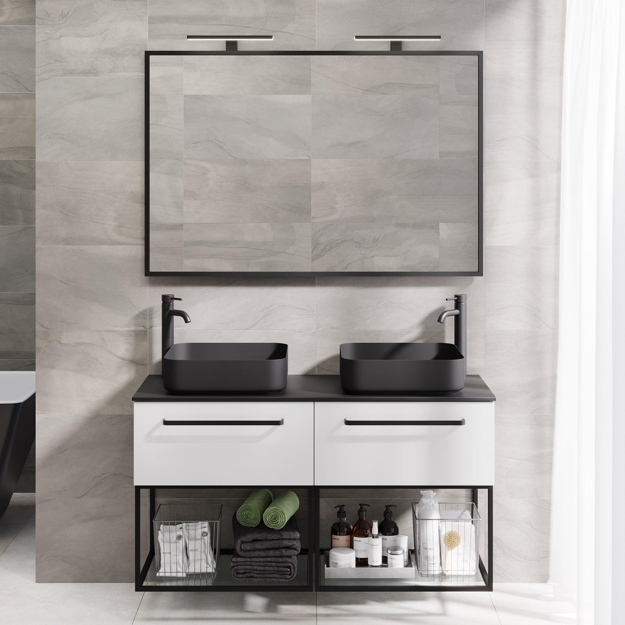 Vikeså Compact Badrumsmöbel, Vit Matt - Tvättställsskåp - BATH DELUXE - PRESTIGE - 85 - 120 - 24 - 01 - 31 - BATHDELUXE SWEDEN