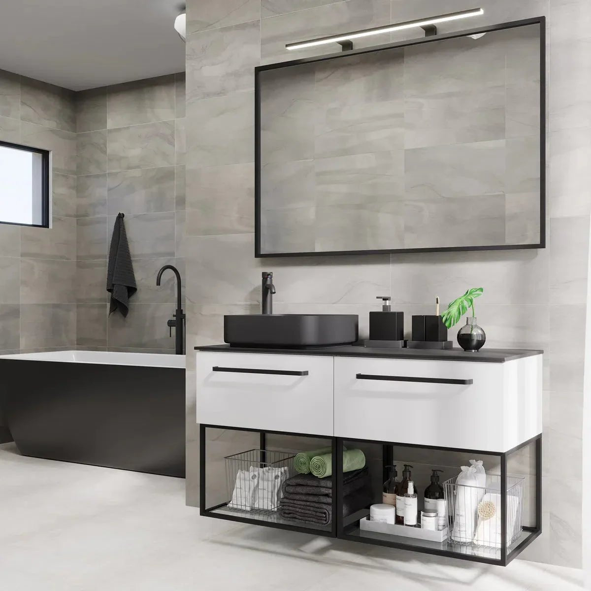 Vikeså Compact Badrumsmöbel, Vit Matt - Tvättställsskåp - BATH DELUXE - PRESTIGE - 85 - 120 - 24 - 01 - 32 - BATHDELUXE SWEDEN