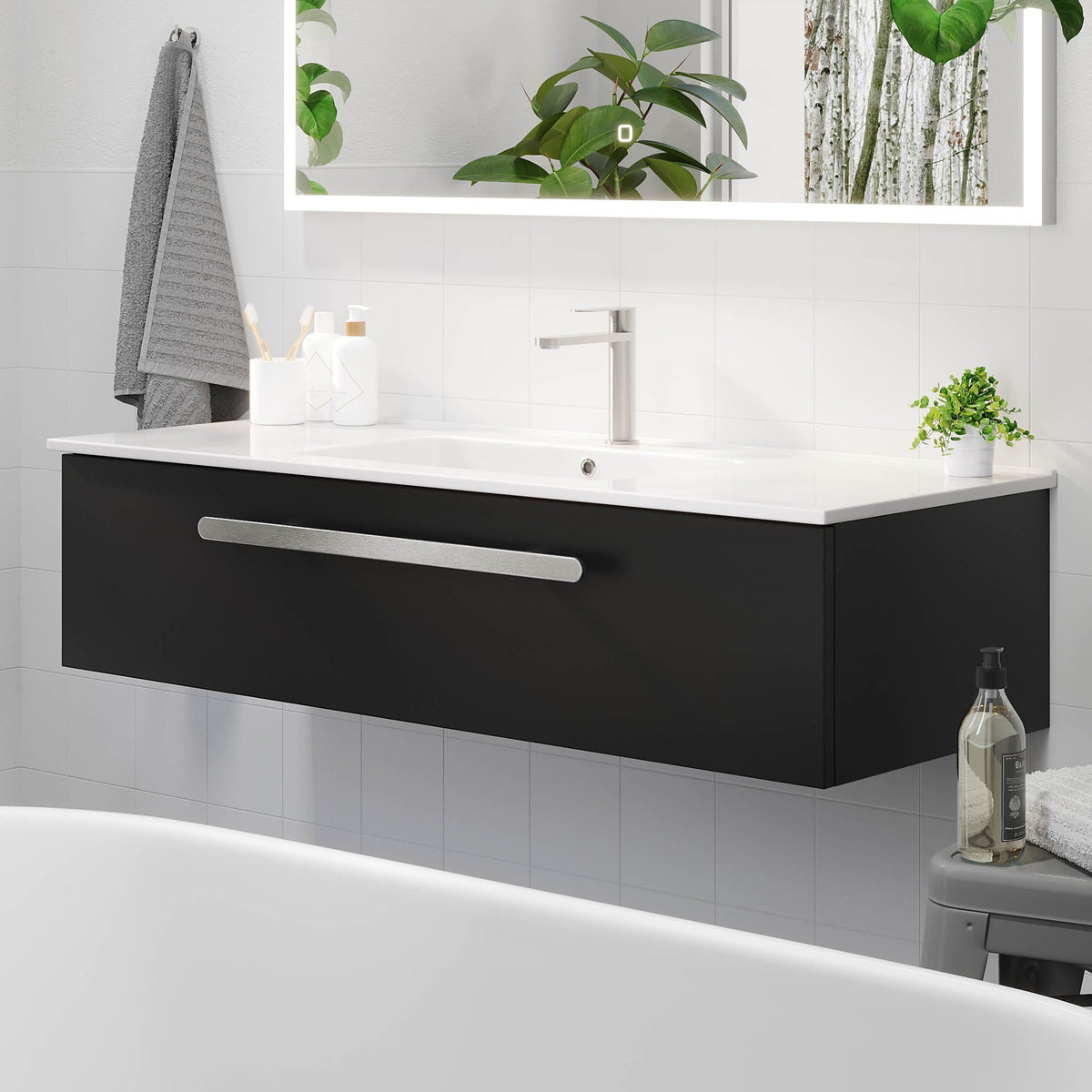 Colina, Furniture Set - Basin & Cabinet, Black Mat - 100 cm - MASTERSTORE - 8595677192926 - Furniture Set - Code - 85-100-50-02-40 - 8595677192926