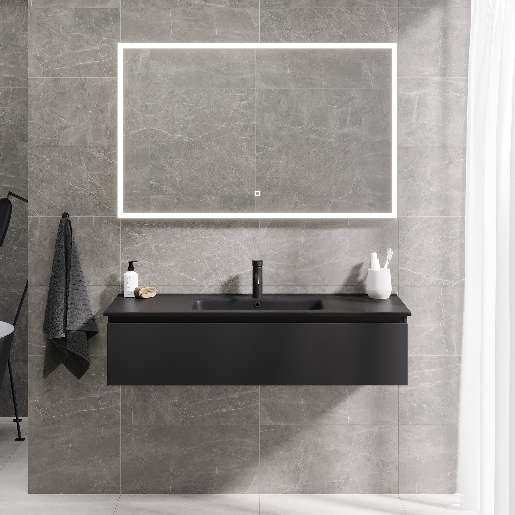 Selnes Compact Badrumsmöbel, Svart Matt - Tvättställsskåp - BATH DELUXE - PRESTIGE - 88 - 120 - 56 - 02 - 30 - BATHDELUXE SWEDEN