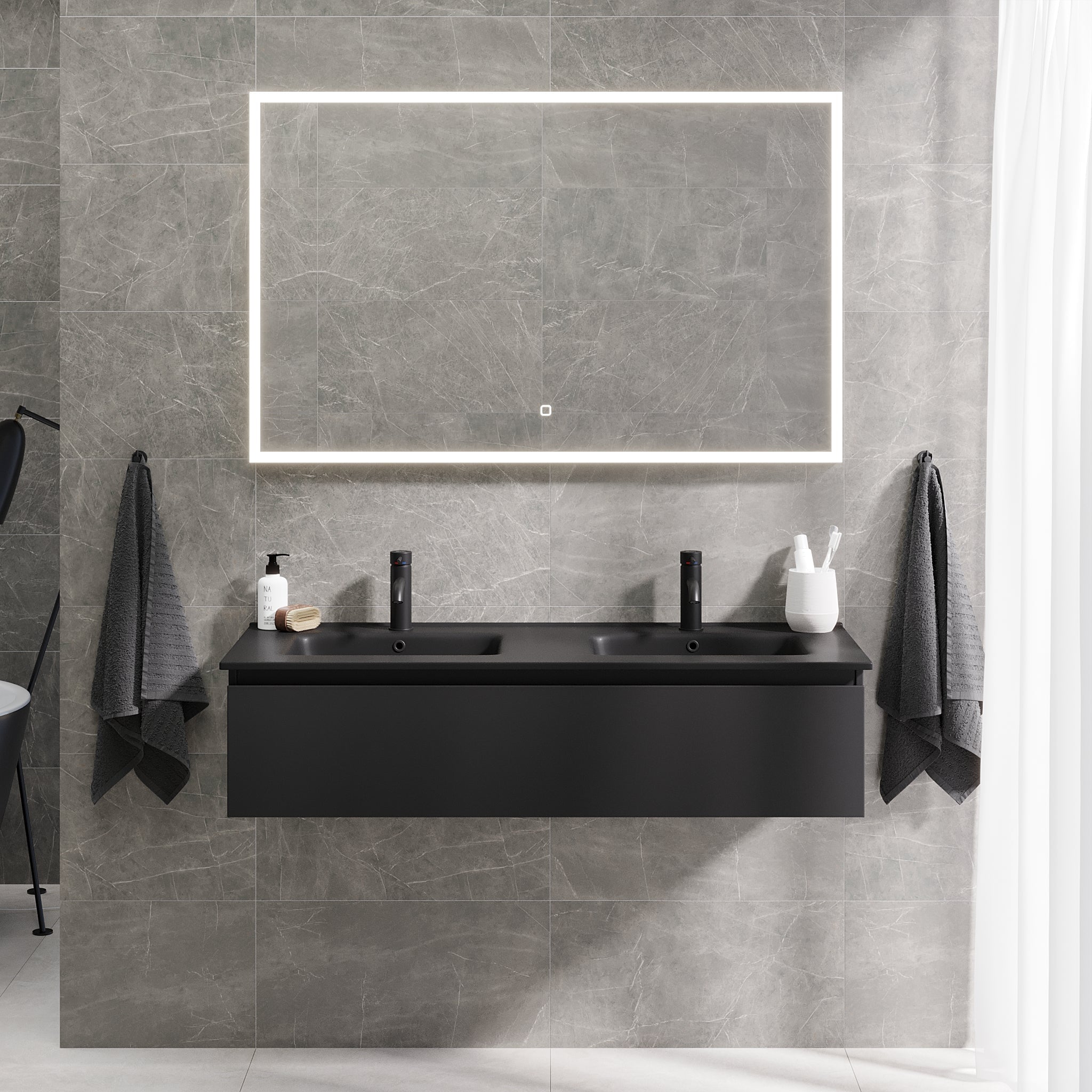 Selnes Compact Badrumsmöbel, Svart Matt - Tvättställsskåp - BATH DELUXE - PRESTIGE - 88 - 120 - 56 - 02 - 31 - BATHDELUXE SWEDEN
