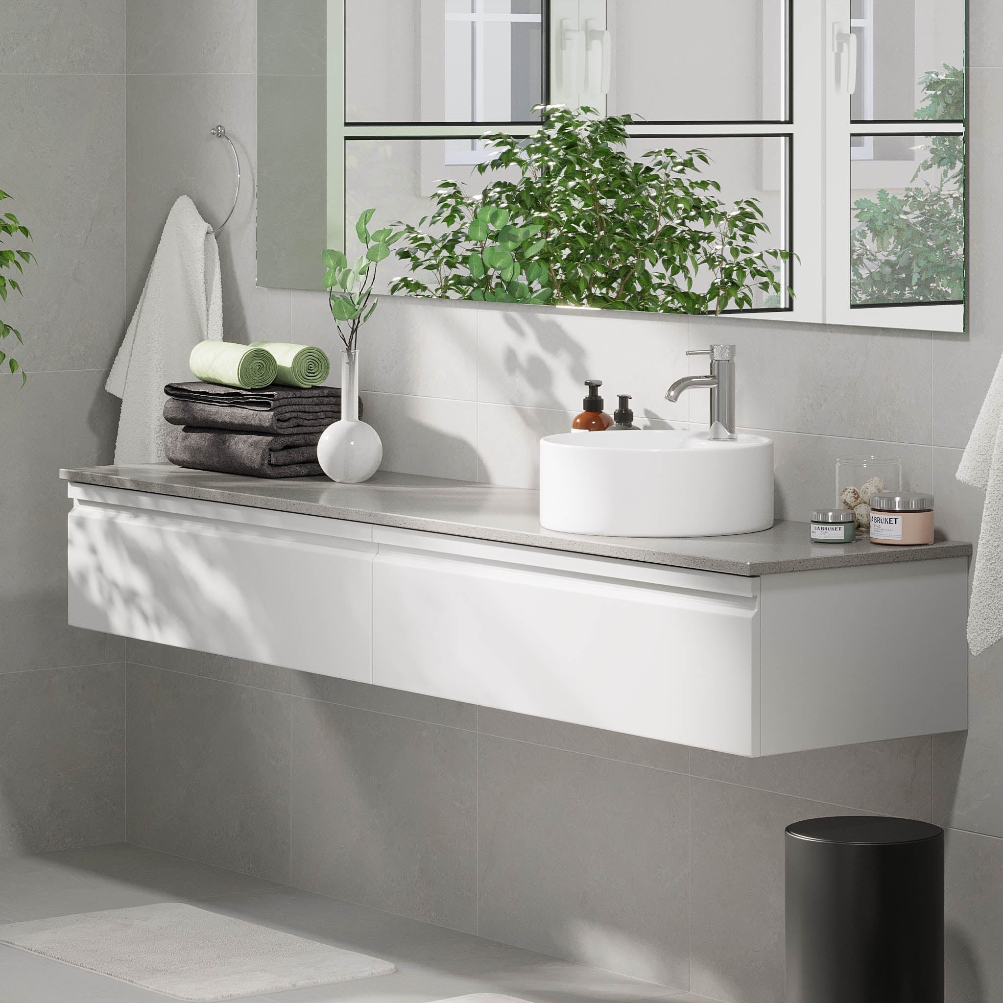 Mirage, Möbelset - Handfat & Skåp, Vit Matta - 80 cm - Möbelset - Kod - BATH DELUXE - PRESTIGE - 89-080-03-01-40 - BATHDELUXE SWEDEN