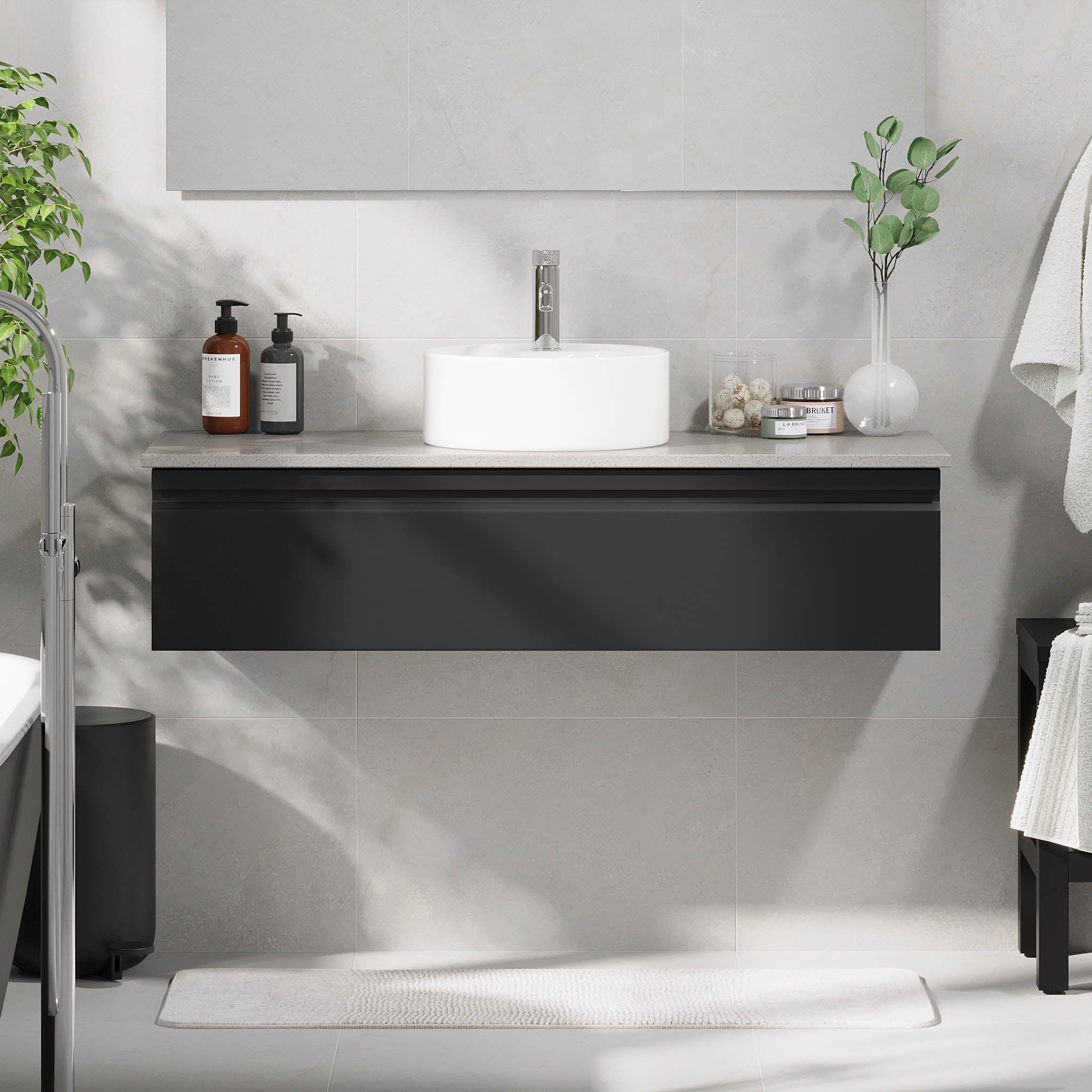 Mirage, Möbelset - Handfat & Skåp, Svart Matta - 80 cm - Möbelset - Kod - BATH DELUXE - PRESTIGE - 89-080-03-02-40 - BATHDELUXE SWEDEN