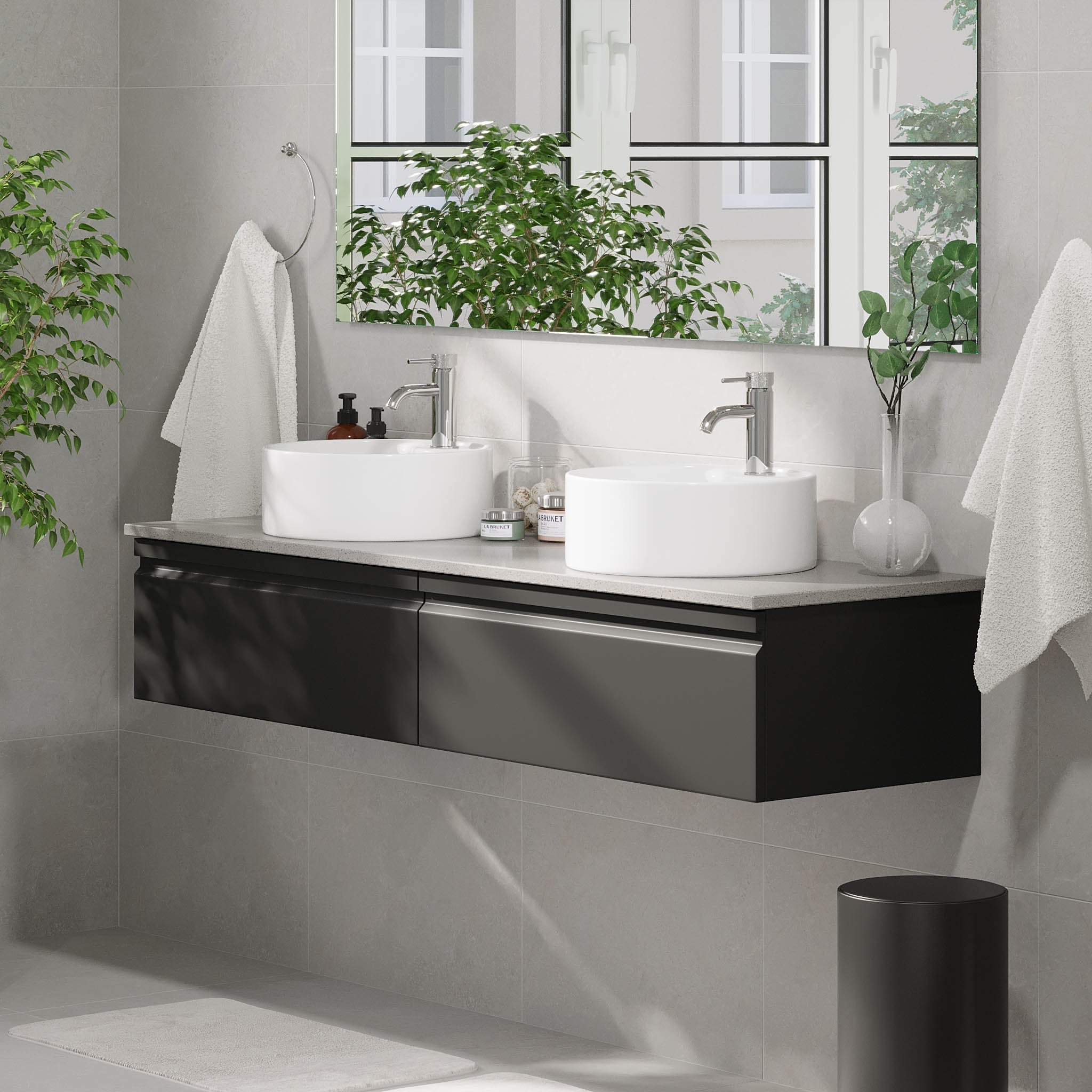 Mirage, Möbelset - Handfat & Skåp, Svart Matta - 80 cm - Möbelset - Kod - BATH DELUXE - PRESTIGE - 89-080-03-02-40 - BATHDELUXE SWEDEN