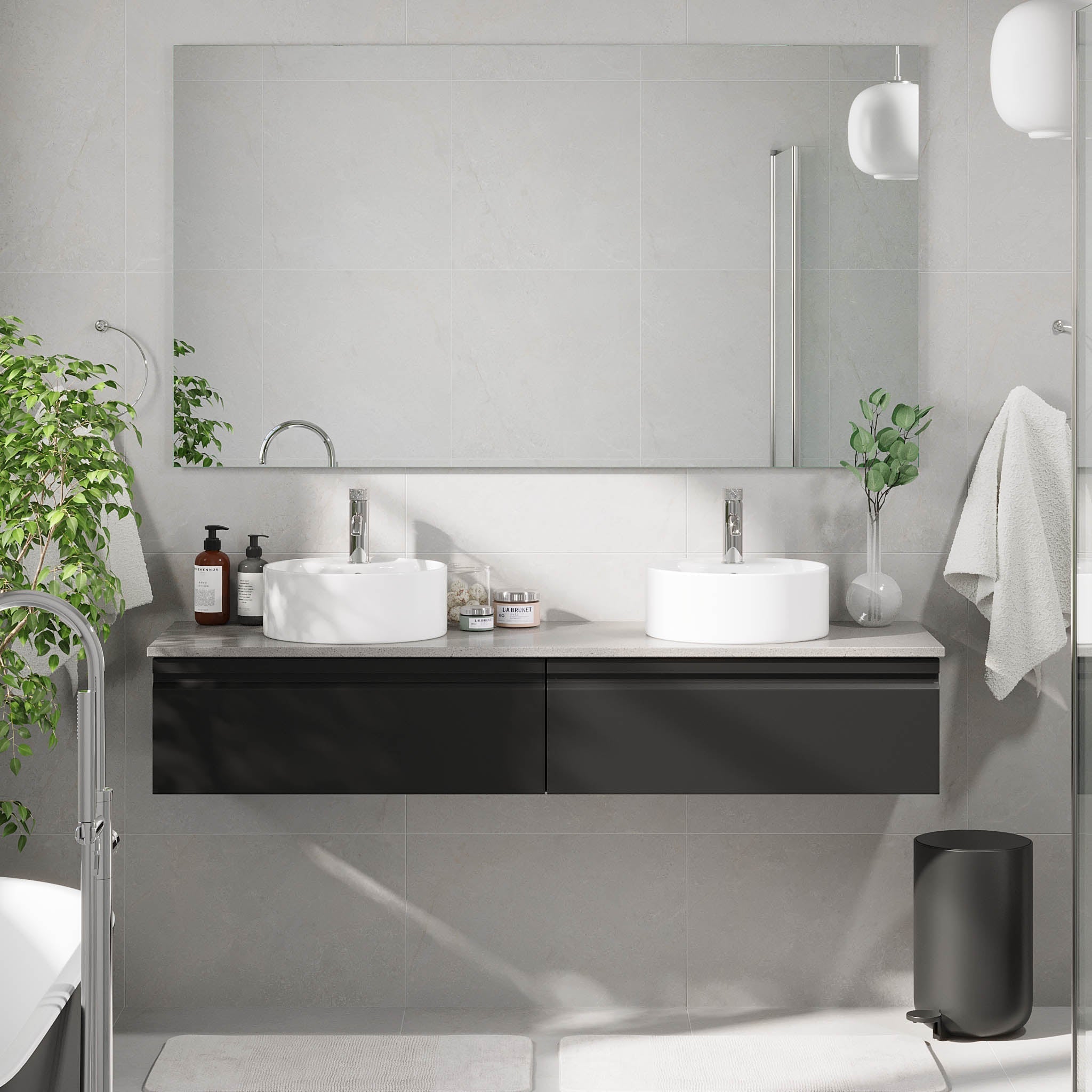 Mirage, Möbelset - Handfat & Skåp, Svart Matta - 80 cm - Möbelset - Kod - BATH DELUXE - PRESTIGE - 89-080-03-02-40 - BATHDELUXE SWEDEN