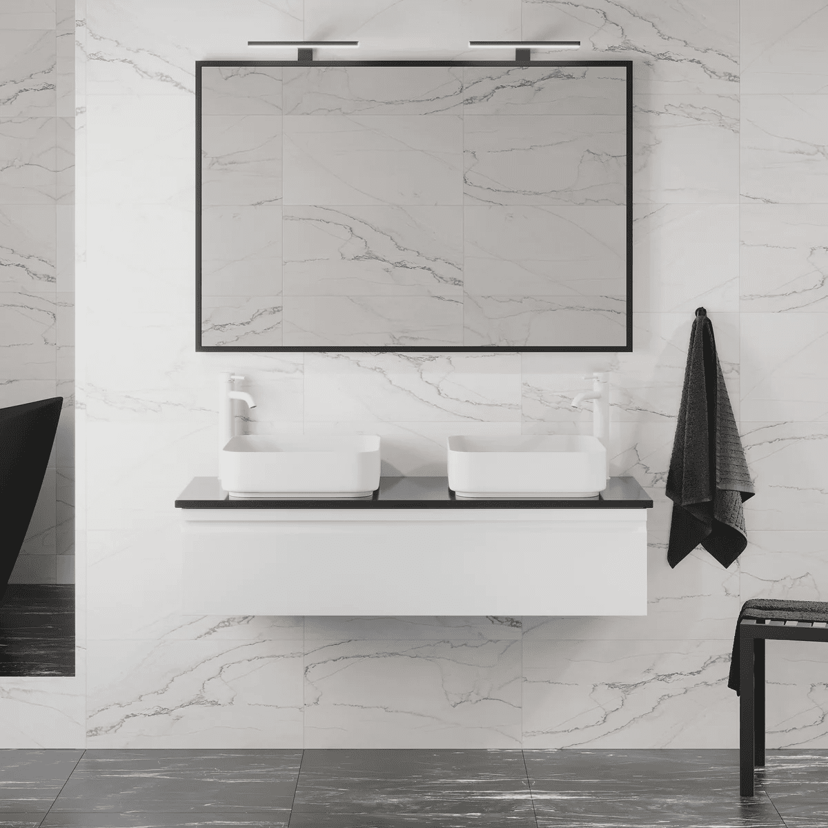 Kvinlog, Furniture Set - Basin & Cabinet, White Mat - 80 cm - MASTERSTORE - 8595677152869 - Furniture Set - Code - 89-080-28-01-30 - 8595677152869