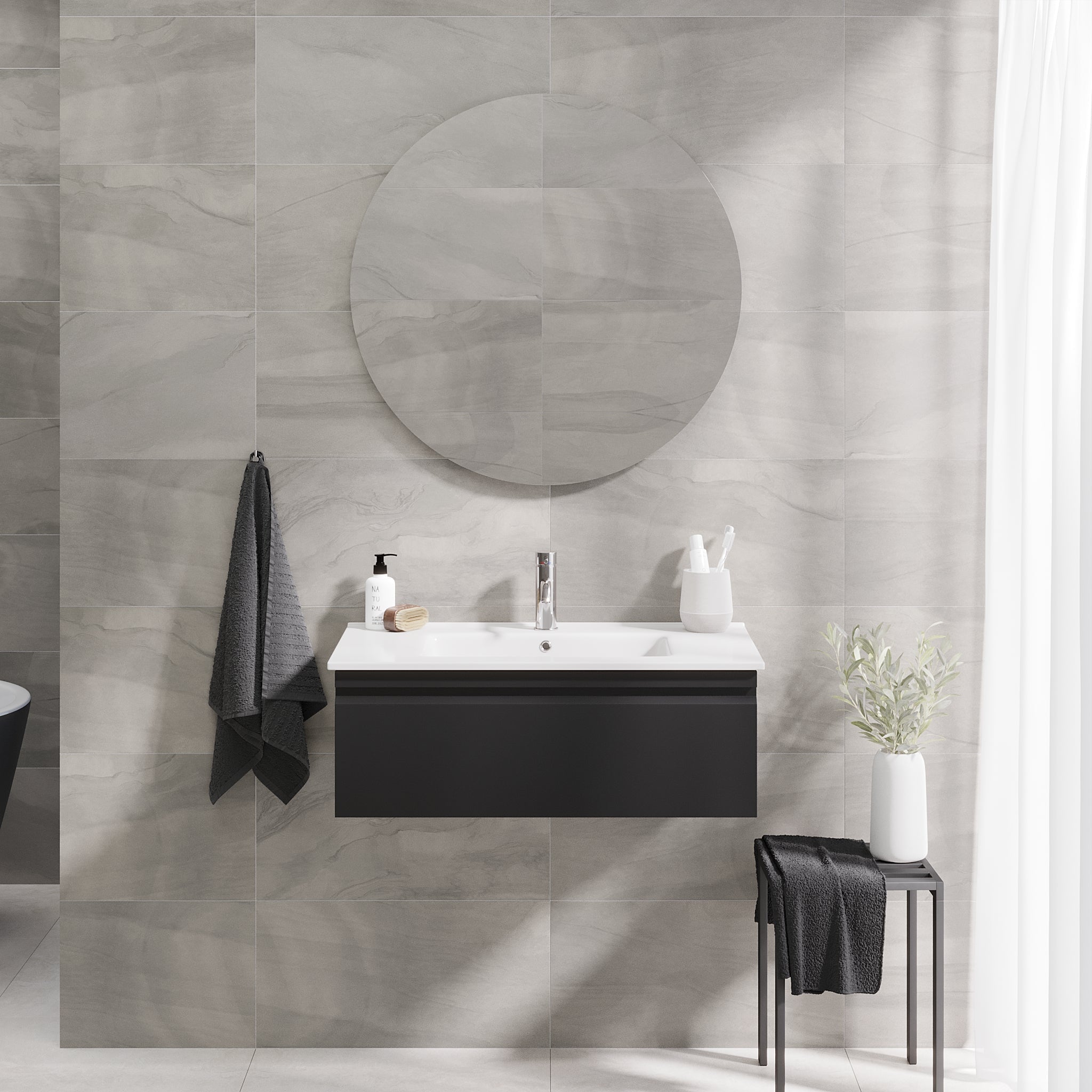 Kuberg Compact Badrumsmöbel, Svart Matt - Tvättställsskåp - BATH DELUXE - PRESTIGE - 89 - 080 - 54 - 02 - 30 - BATHDELUXE SWEDEN