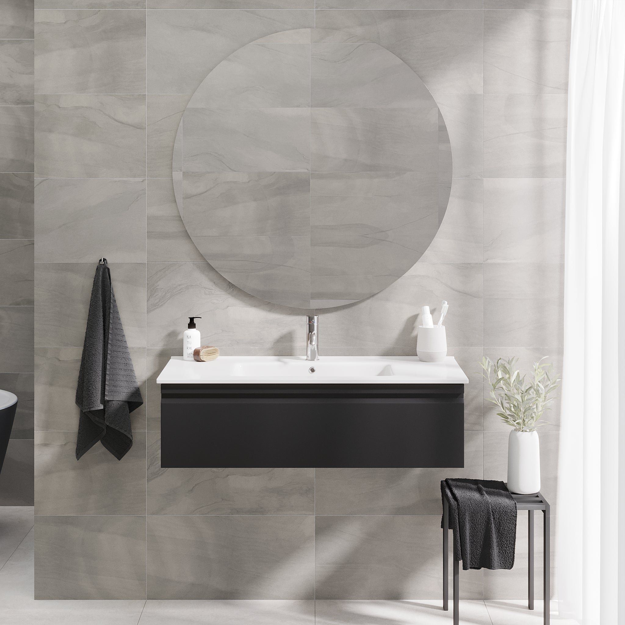Kuberg Compact Badrumsmöbel, Svart Matt - Tvättställsskåp - BATH DELUXE - PRESTIGE - 89 - 080 - 54 - 02 - 30 - BATHDELUXE SWEDEN