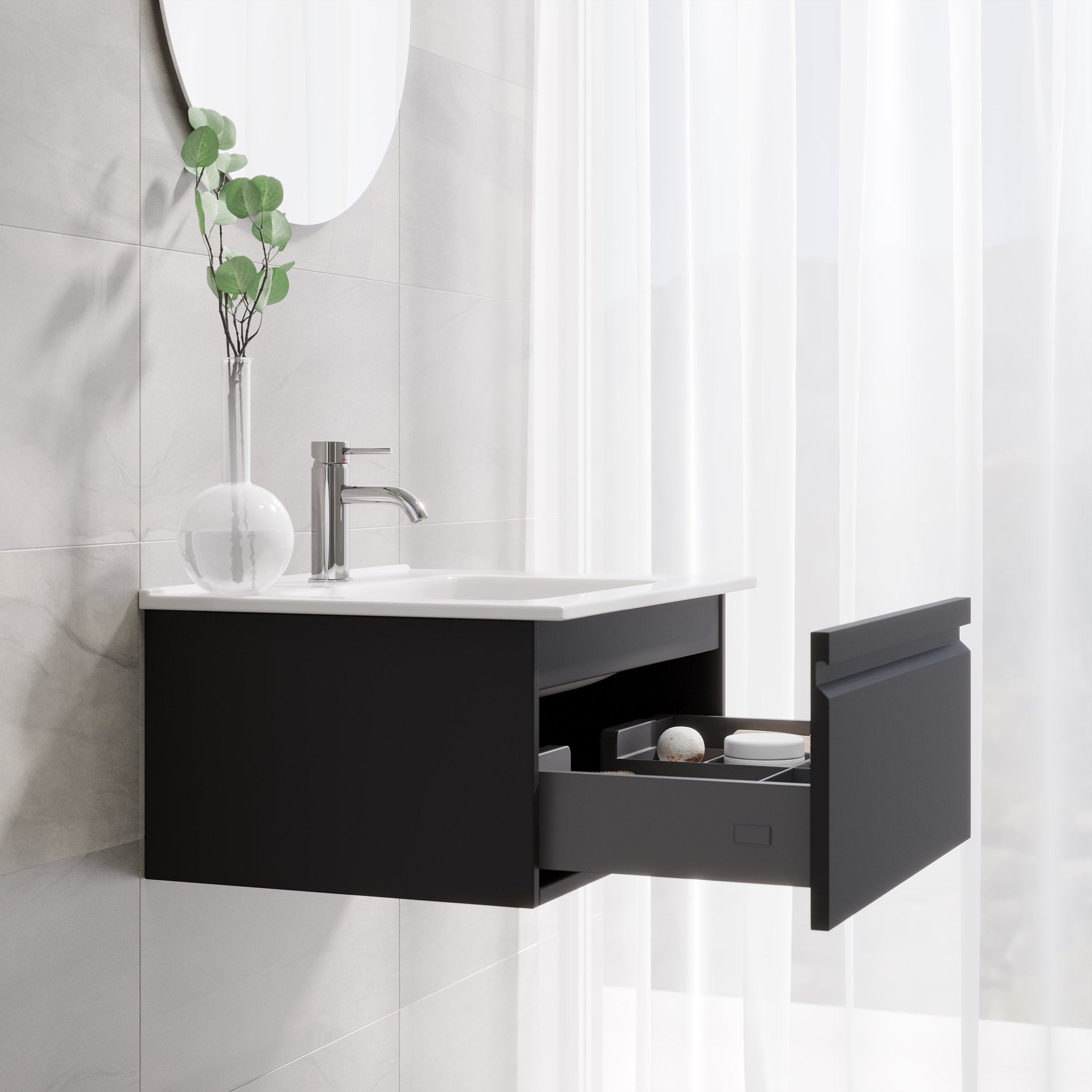 Kuberg Compact Badrumsmöbel, Svart Matt - Tvättställsskåp - BATH DELUXE - PRESTIGE - 89 - 080 - 54 - 02 - 30 - BATHDELUXE SWEDEN