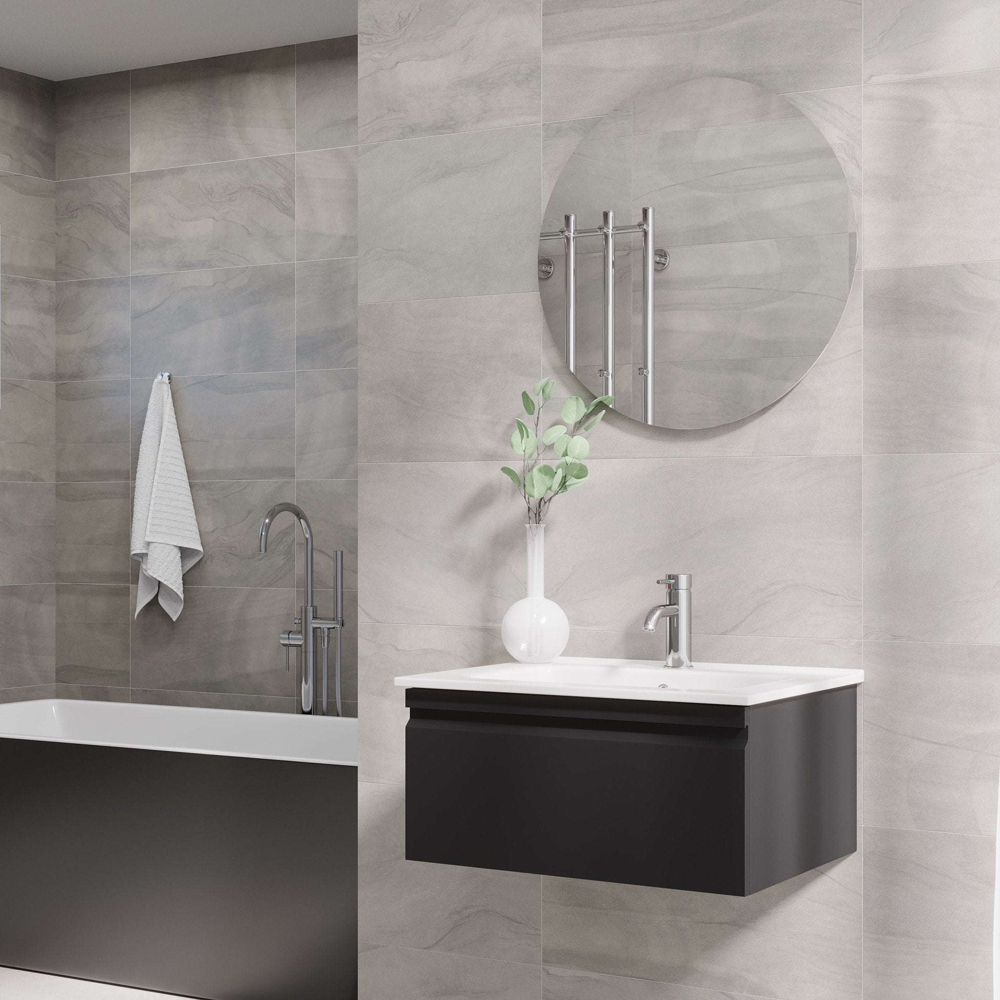 Kuberg Compact Badrumsmöbel, Svart Matt - Tvättställsskåp - BATH DELUXE - PRESTIGE - 89 - 080 - 54 - 02 - 30 - BATHDELUXE SWEDEN