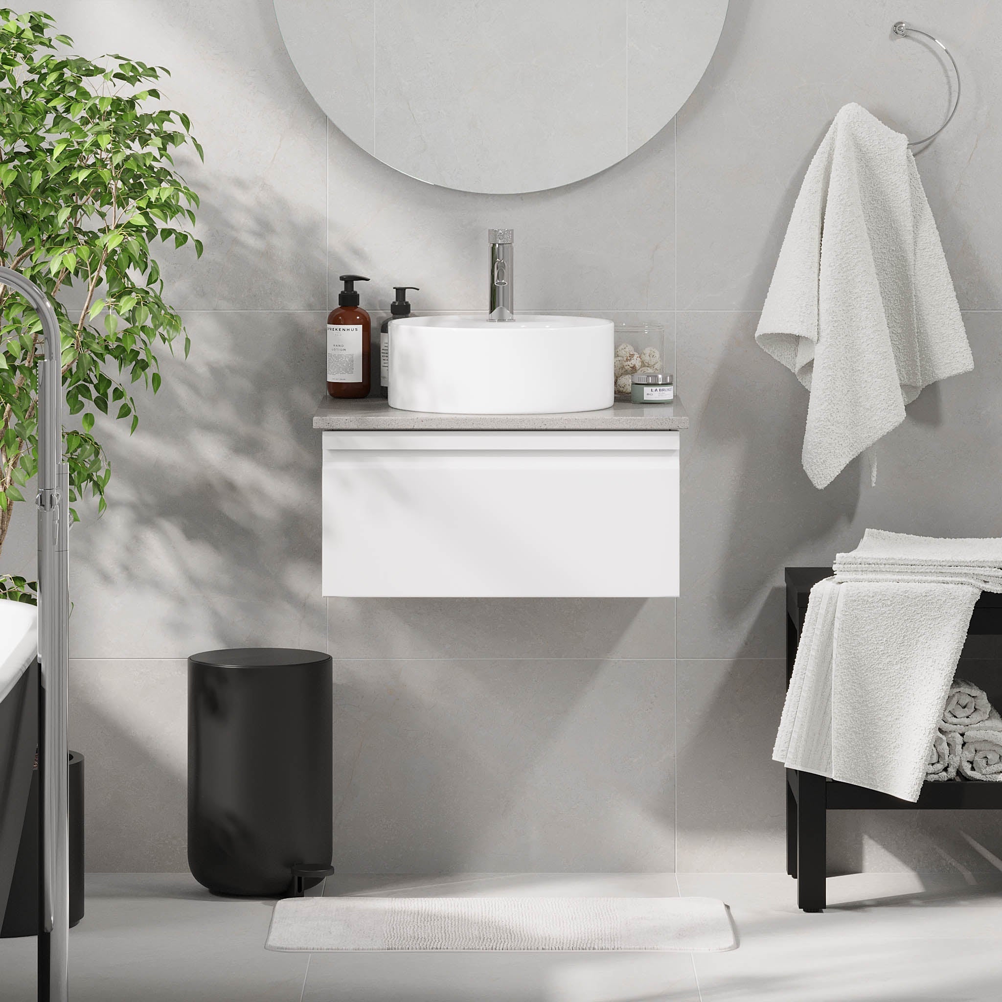 Mirage, Möbelset - Handfat & Skåp, Vit Matta - 100 cm - Möbelset - Kod - BATH DELUXE - PRESTIGE - 89-100-03-01-40 - BATHDELUXE SWEDEN