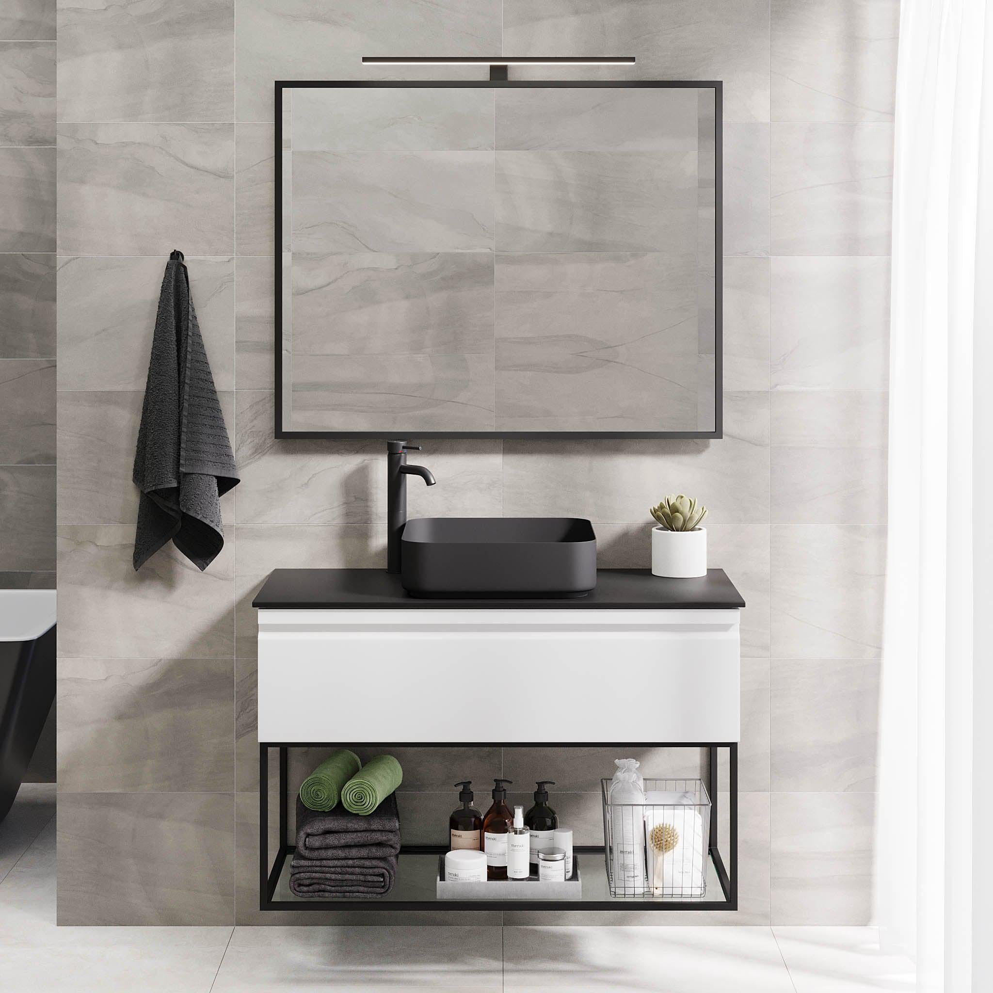 Kvalsund Badrumsmöbel, Vit Matt - Tvättställsskåp - BATH DELUXE - PRESTIGE - 89 - 100 - 25 - 01 - 30 - BATHDELUXE SWEDEN