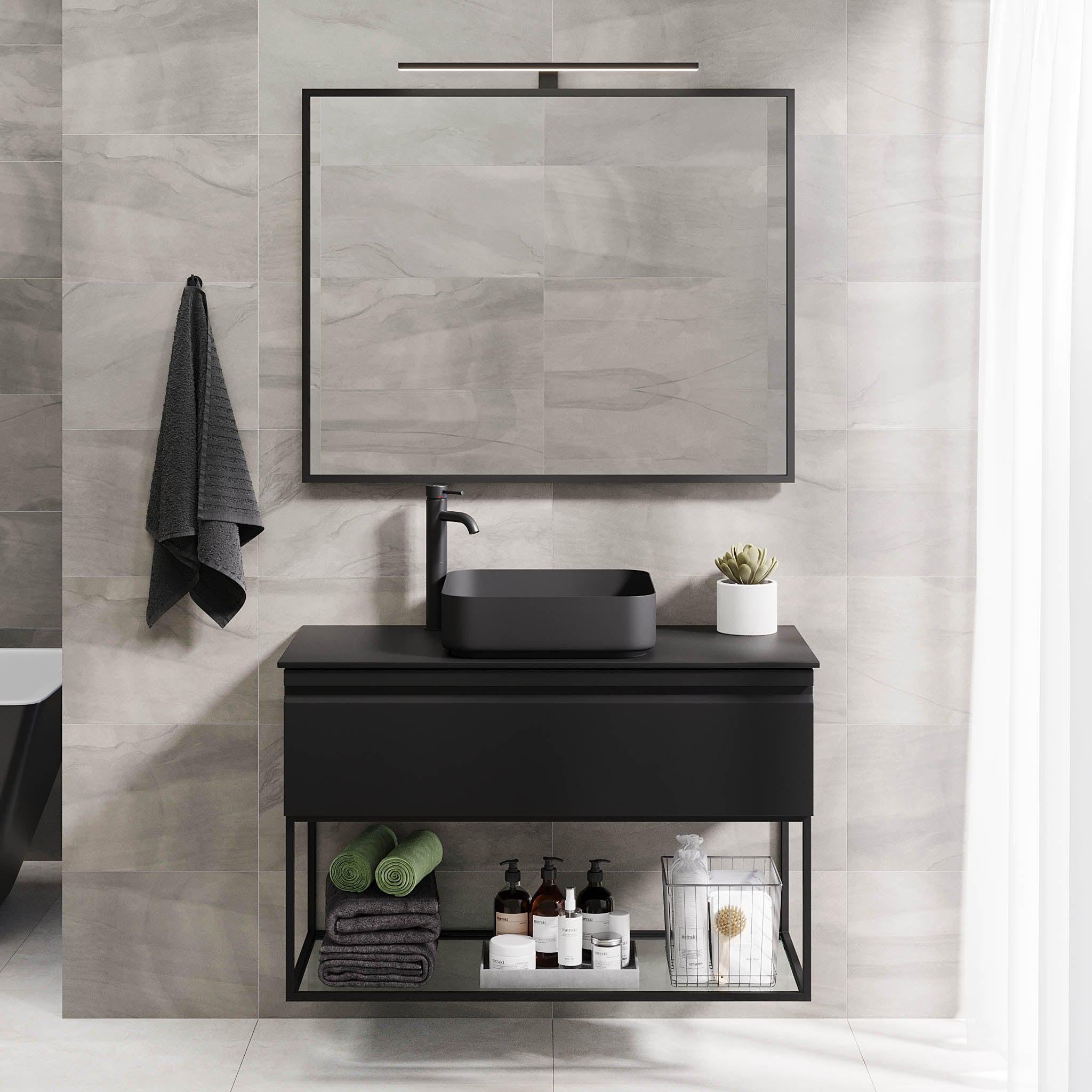 Kvalsund Badrumsmöbel, Svart Matt - Tvättställsskåp - BATH DELUXE - PRESTIGE - 89 - 100 - 25 - 02 - 30 - BATHDELUXE SWEDEN
