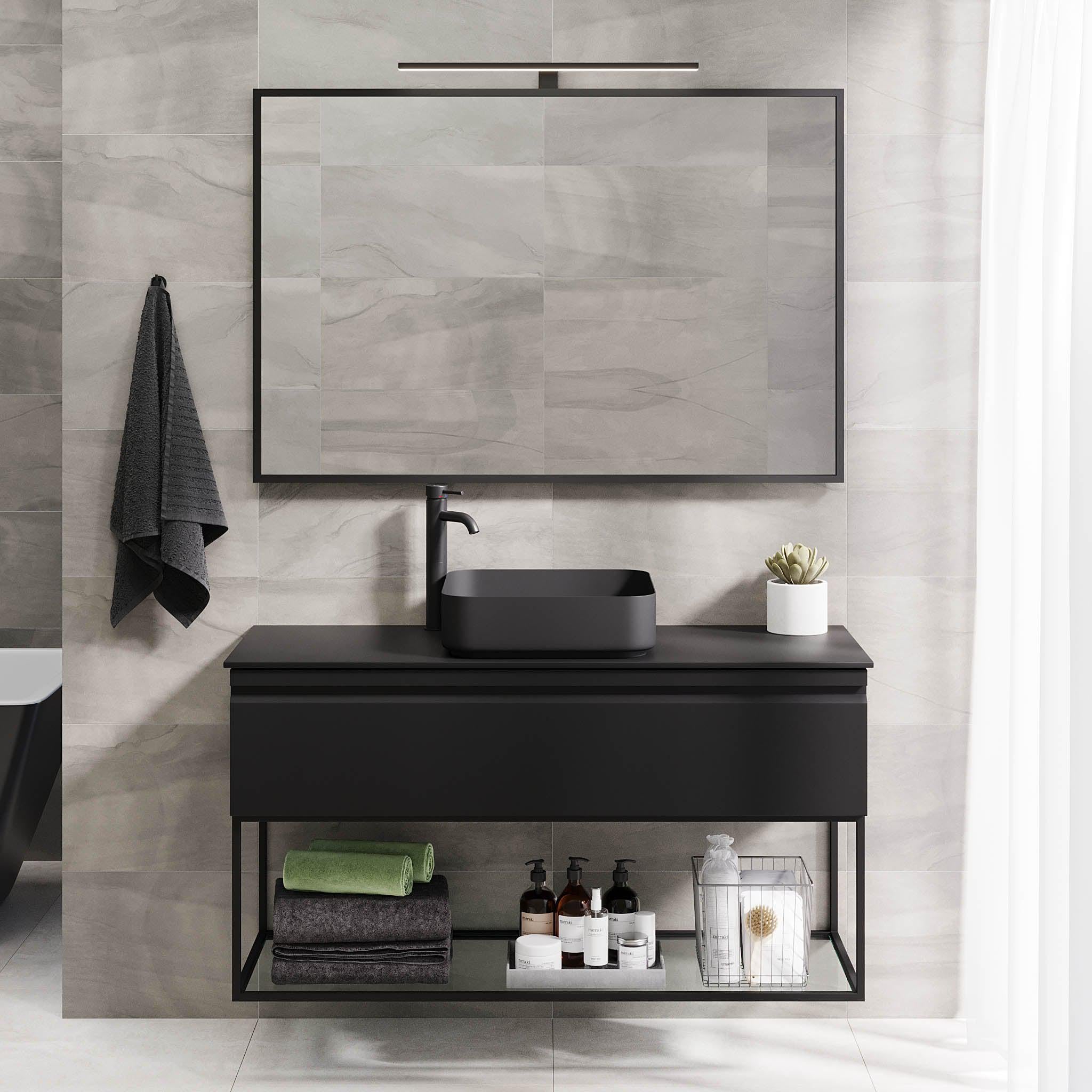 Kvalsund Badrumsmöbel, Svart Matt - Tvättställsskåp - BATH DELUXE - PRESTIGE - 89 - 120 - 25 - 02 - 30 - BATHDELUXE SWEDEN