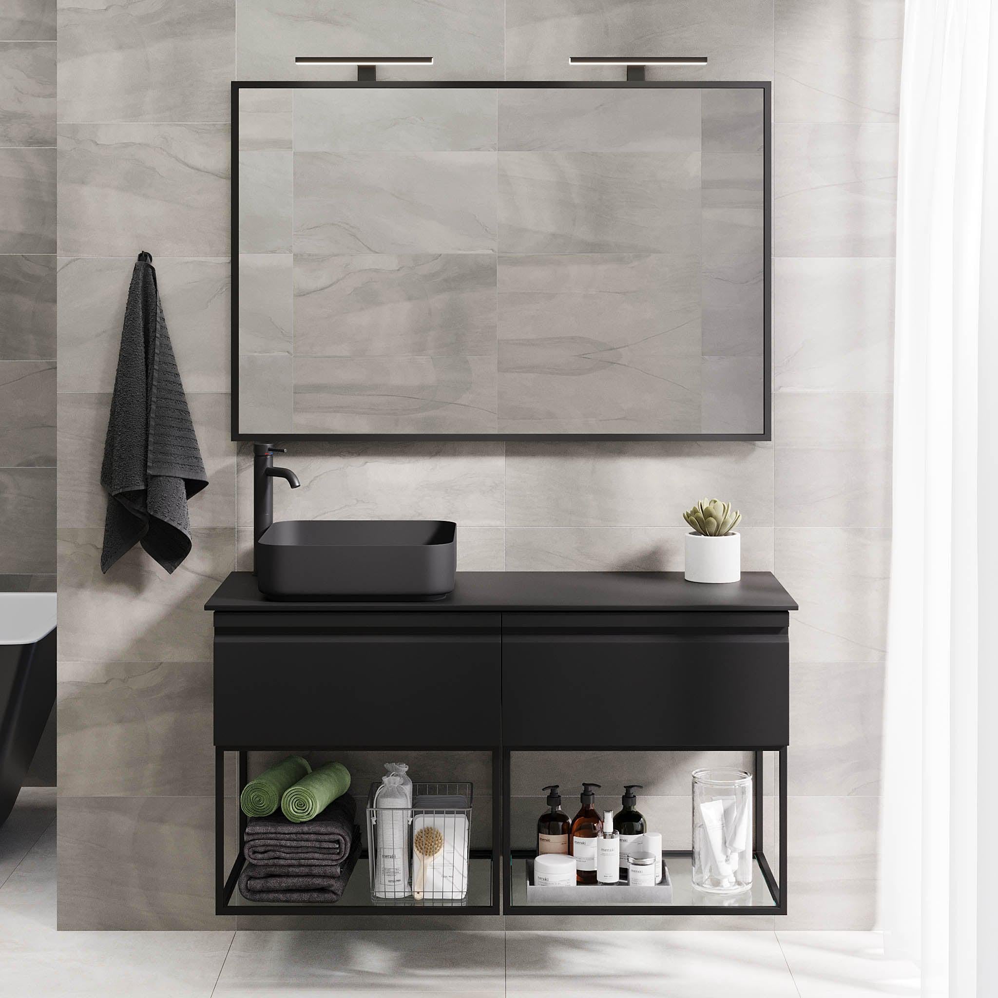 Kvalsund Badrumsmöbel, Svart Matt - Tvättställsskåp - BATH DELUXE - PRESTIGE - 89 - 120 - 25 - 02 - 31 - BATHDELUXE SWEDEN