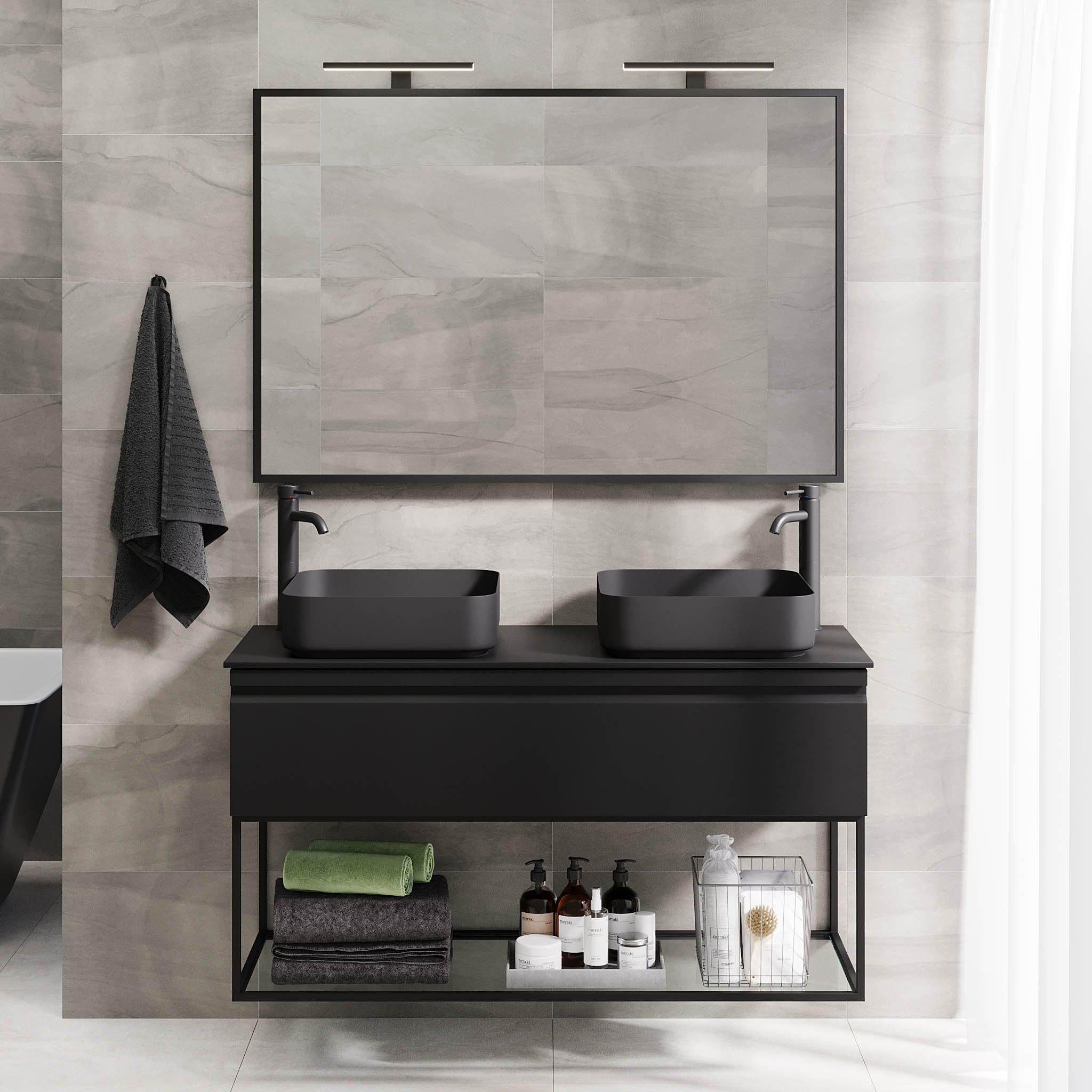 Kvalsund Badrumsmöbel, Svart Matt - Tvättställsskåp - BATH DELUXE - PRESTIGE - 89 - 120 - 25 - 02 - 31 - BATHDELUXE SWEDEN