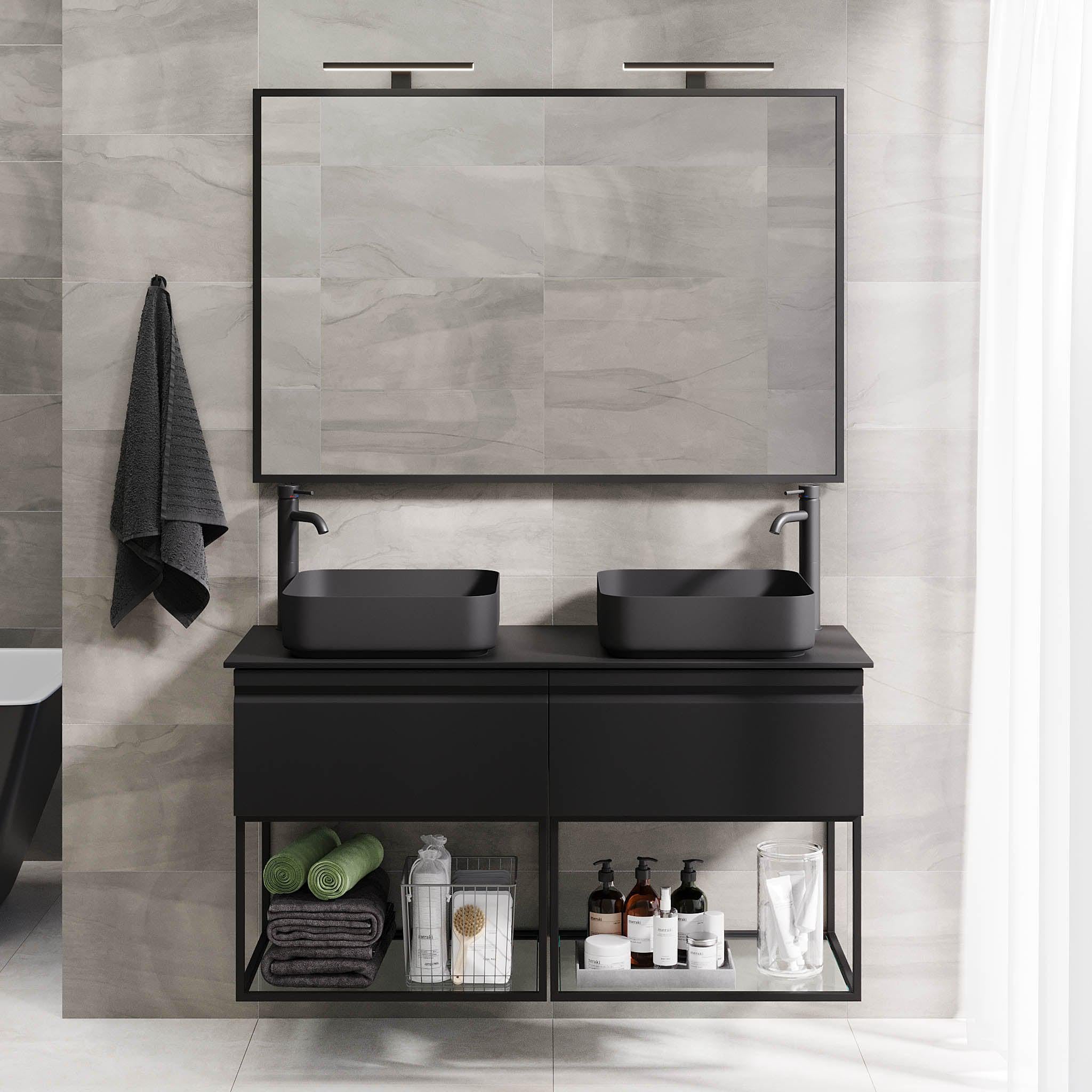 Kvalsund Badrumsmöbel, Svart Matt - Tvättställsskåp - BATH DELUXE - PRESTIGE - 89 - 120 - 25 - 02 - 31 - BATHDELUXE SWEDEN