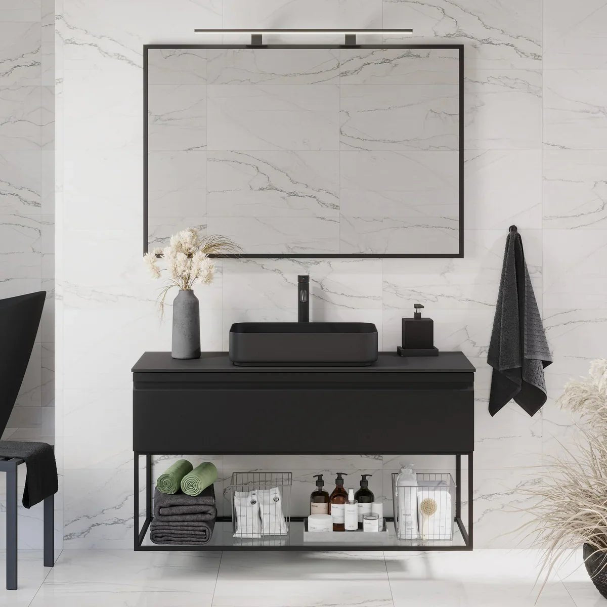 Kvitfjell Compact Badrumsmöbel, Svart Matt - Tvättställsskåp - BATH DELUXE - PRESTIGE - 89 - 120 - 33 - 02 - 30 - BATHDELUXE SWEDEN