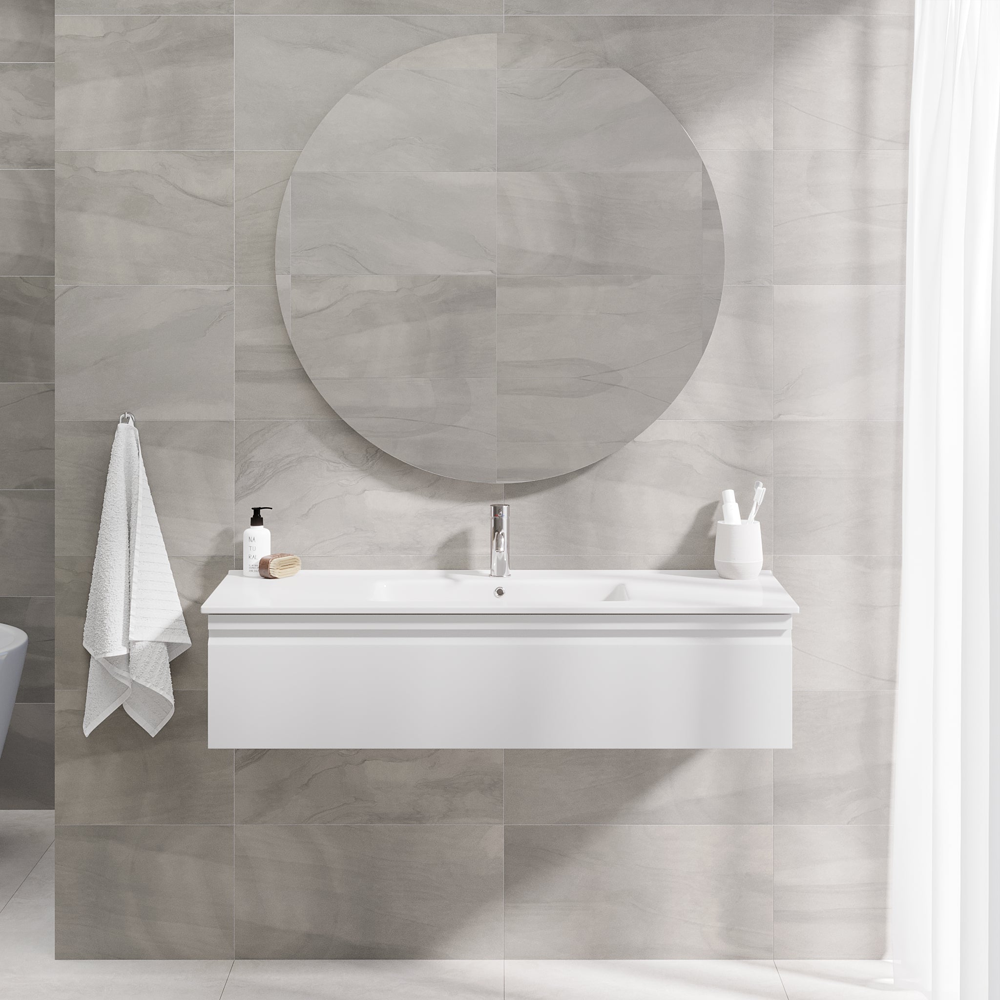 Kuberg Compact Badrumsmöbel, Vit Matt - Tvättställsskåp - BATH DELUXE - PRESTIGE - 89 - 120 - 54 - 01 - 30 - BATHDELUXE SWEDEN