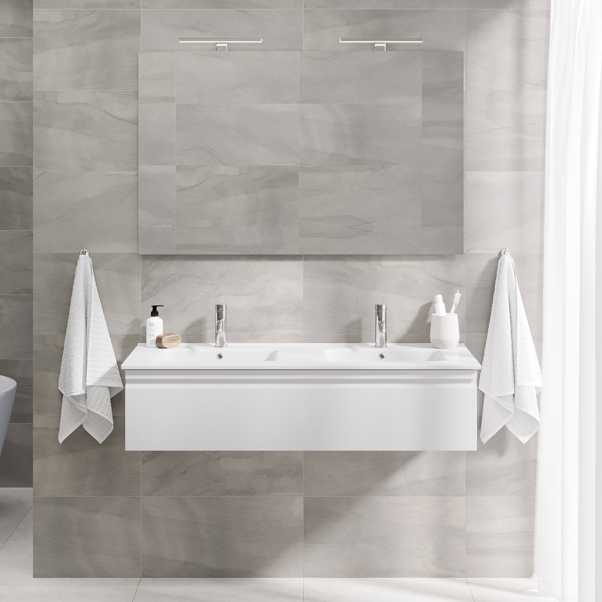 Kuberg Compact Badrumsmöbel, Vit Matt - Tvättställsskåp - BATH DELUXE - PRESTIGE - 89 - 120 - 54 - 01 - 31 - BATHDELUXE SWEDEN