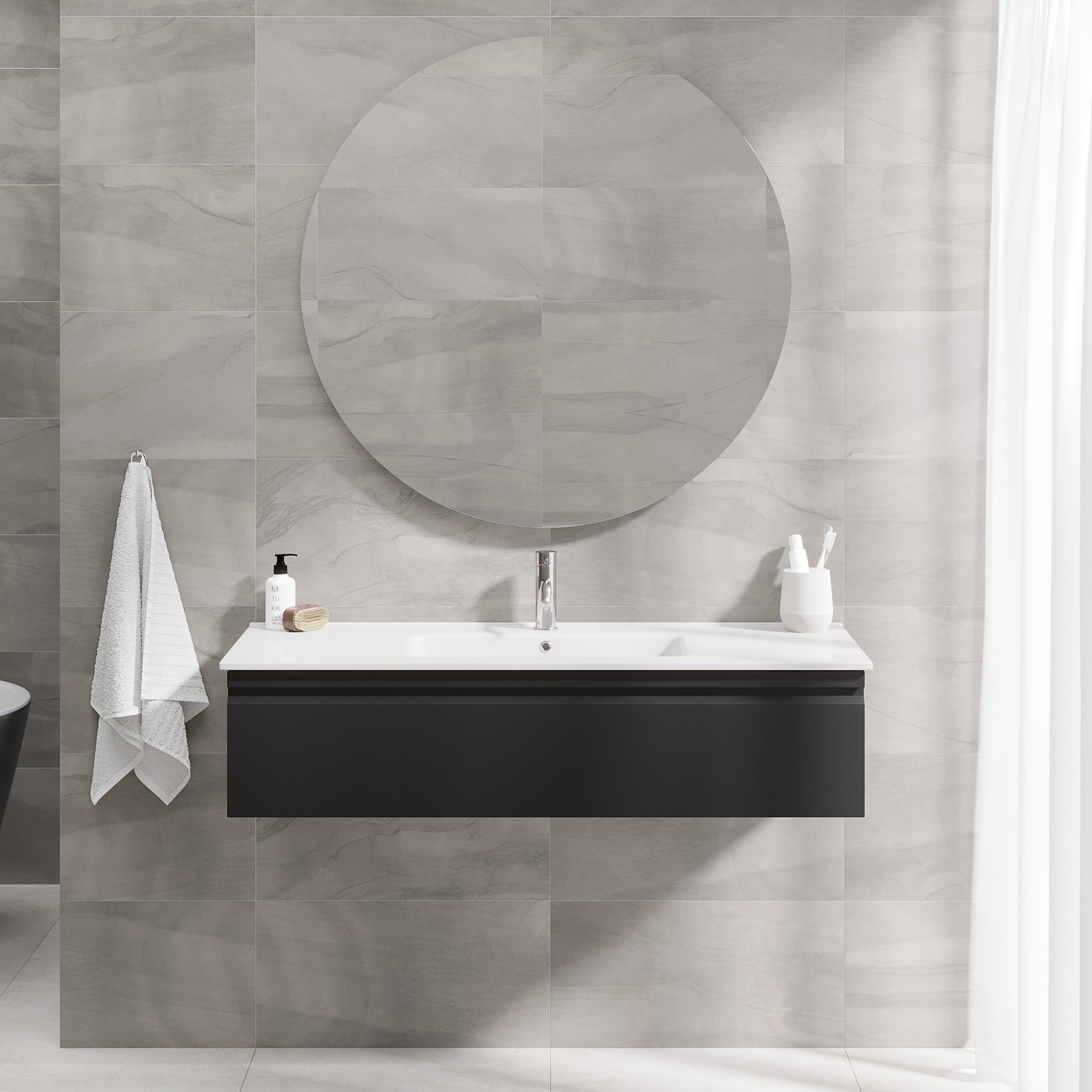 Kuberg Compact Badrumsmöbel, Svart Matt - Tvättställsskåp - BATH DELUXE - PRESTIGE - 89 - 120 - 54 - 02 - 30 - BATHDELUXE SWEDEN