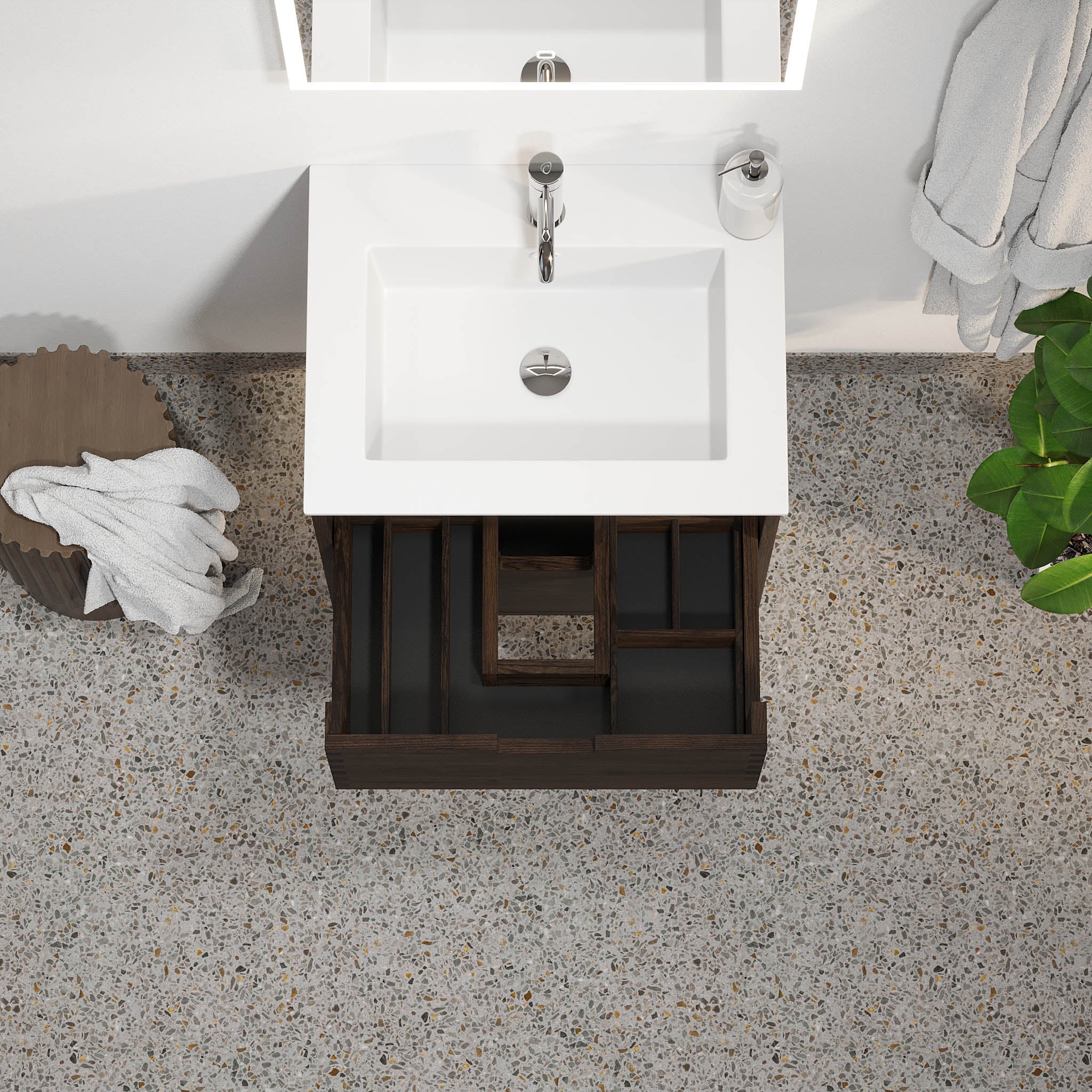 Egeskov, Furniture Set - Basin & Cabinet, Oak Black - 60 cm - MASTERSTORE - 8595677194043 - Furniture Set - Code - 96-060-52-82-40 - 8595677194043