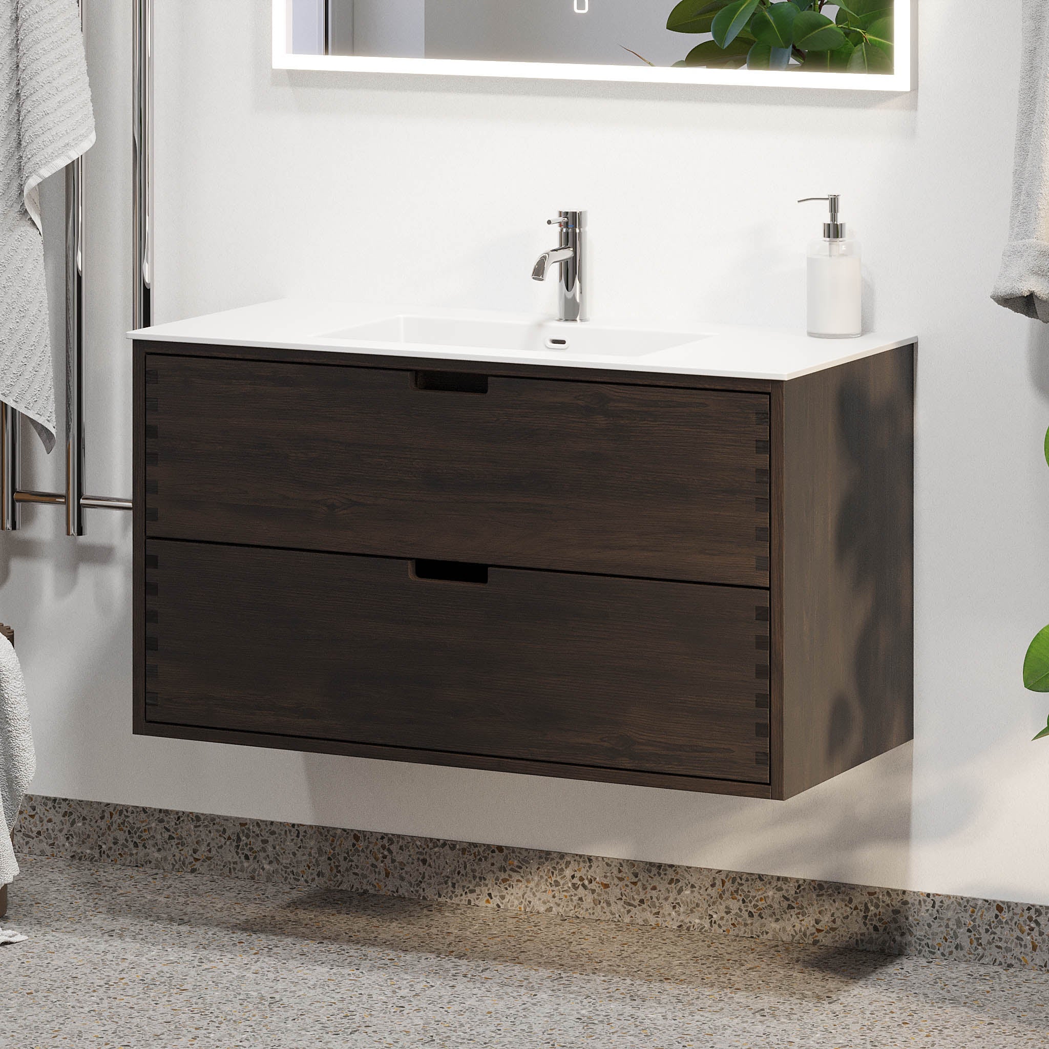 Egeskov, Furniture Set - Basin & Cabinet, Oak Black - 60 cm - MASTERSTORE - 8595677194043 - Furniture Set - Code - 96-060-52-82-40 - 8595677194043