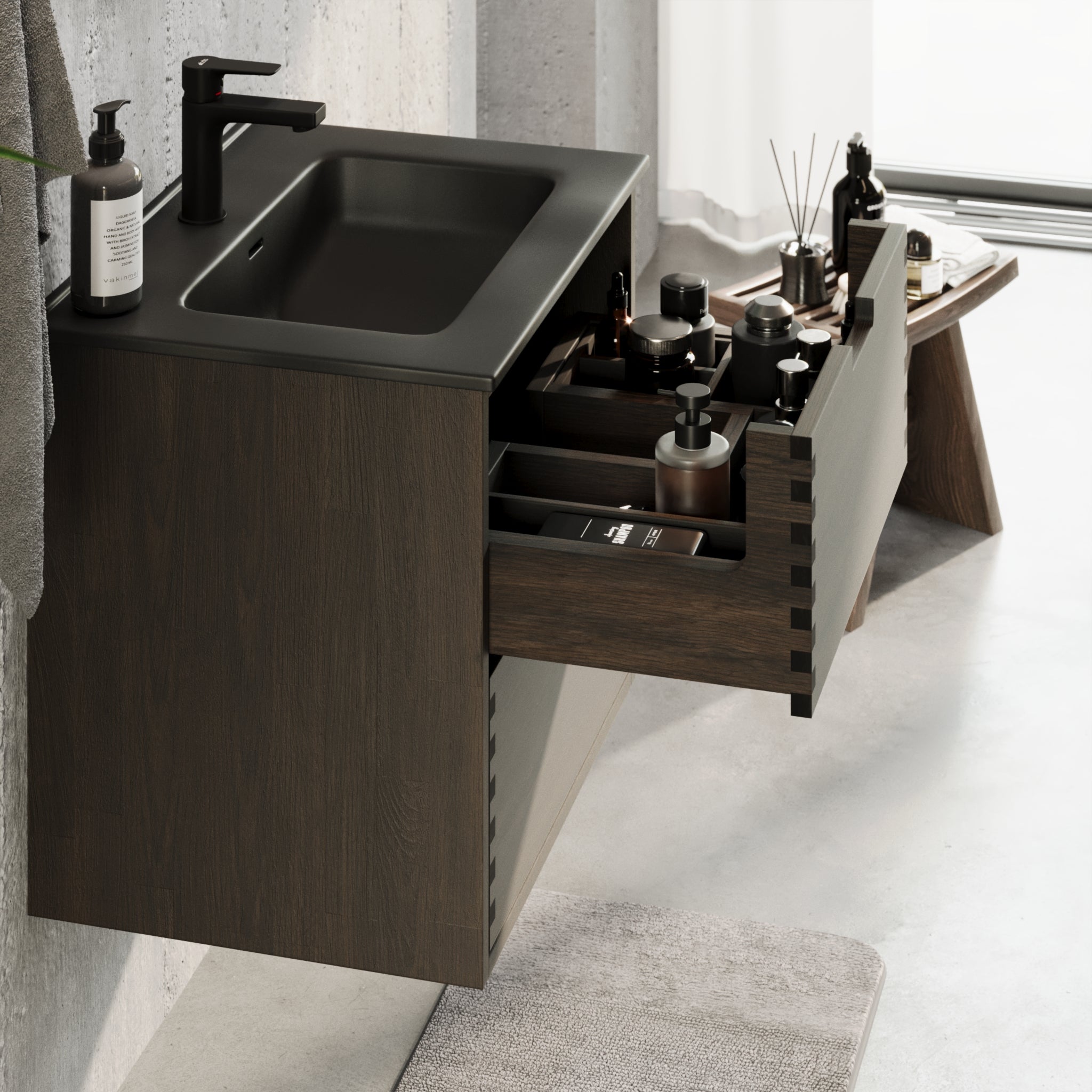 Troldeskoven Badrumsmöbel, Svart Ek - Badrumsmöbel - BATH DELUXE - PRESTIGE - 96 - 060 - 56 - 82 - 40 - BATHDELUXE SWEDEN