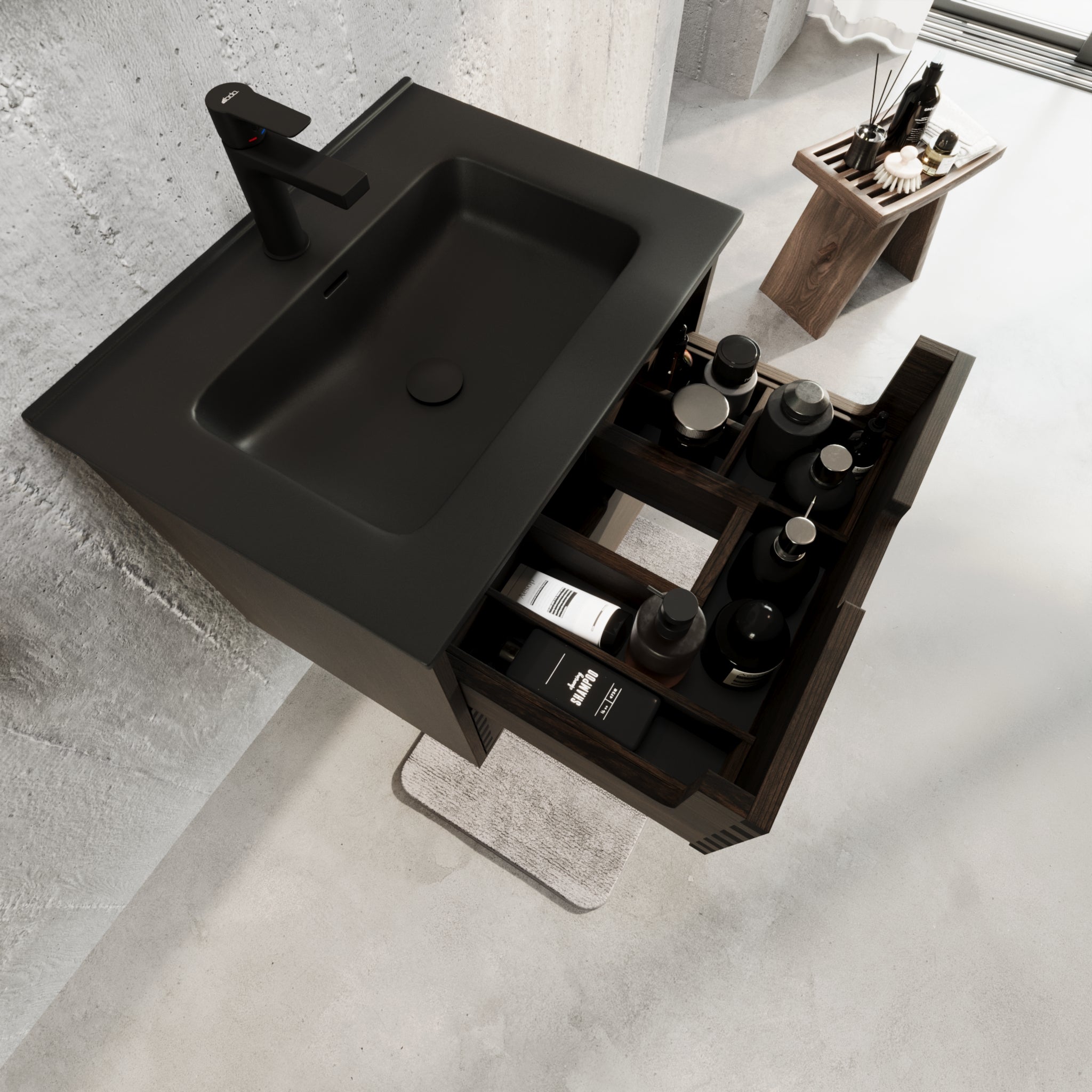 Troldeskoven Badrumsmöbel, Svart Ek - Badrumsmöbel - BATH DELUXE - PRESTIGE - 96 - 060 - 56 - 82 - 40 - BATHDELUXE SWEDEN