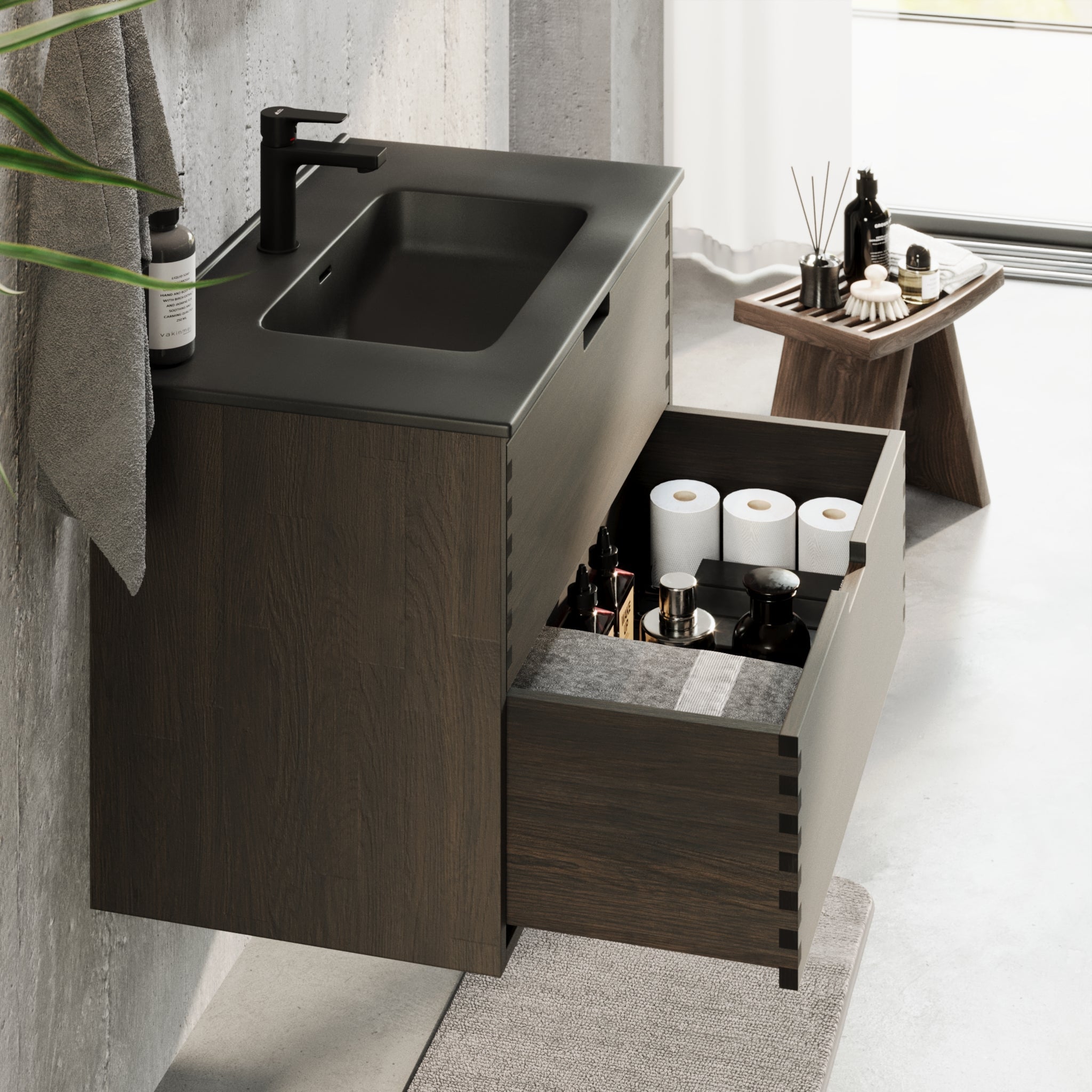 Troldeskoven Badrumsmöbel, Svart Ek - Badrumsmöbel - BATH DELUXE - PRESTIGE - 96 - 080 - 56 - 82 - 40 - BATHDELUXE SWEDEN